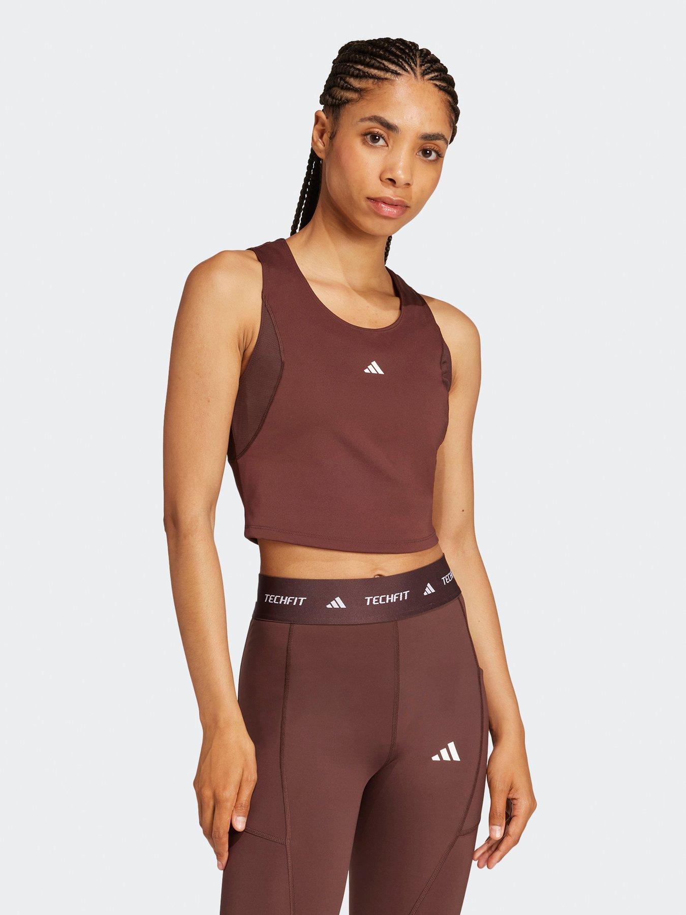 undefined Women's Techfit Cropped Training Tank Top - Brown