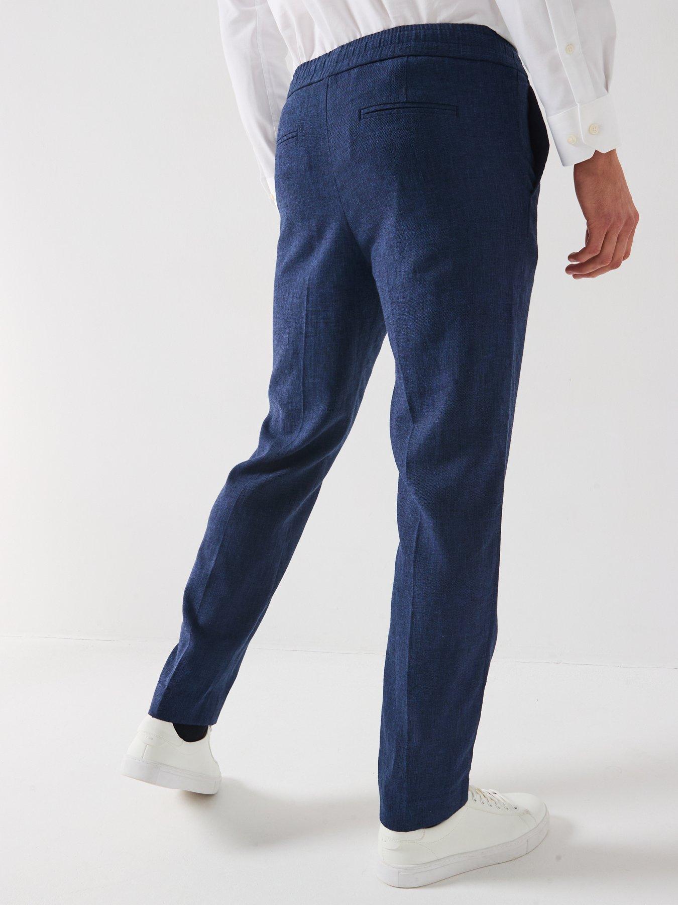 Image 2 of 6 of Selected Homme Malik Linen Trousers - Navy