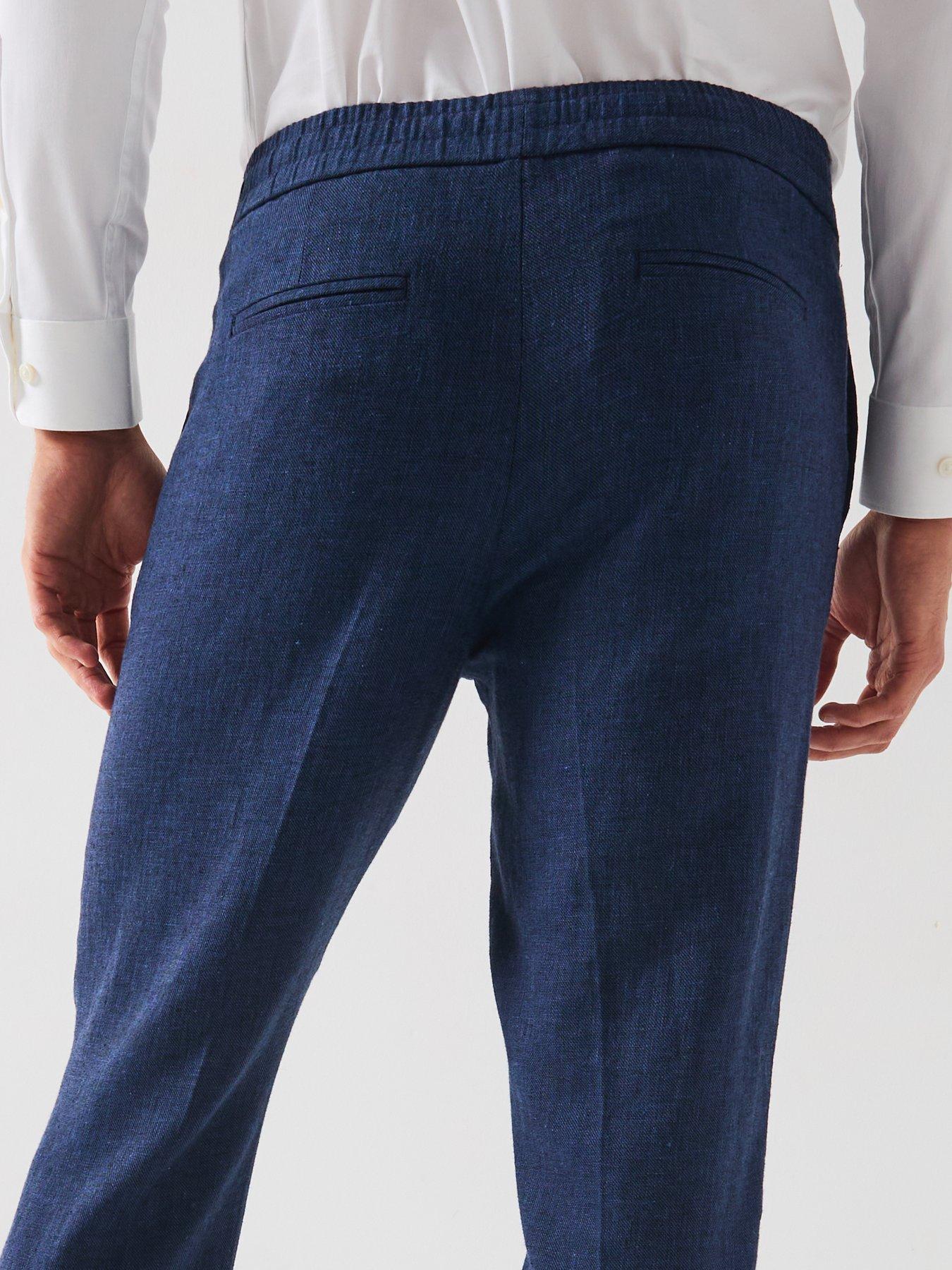 Image 4 of 6 of Selected Homme Malik Linen Trousers - Navy