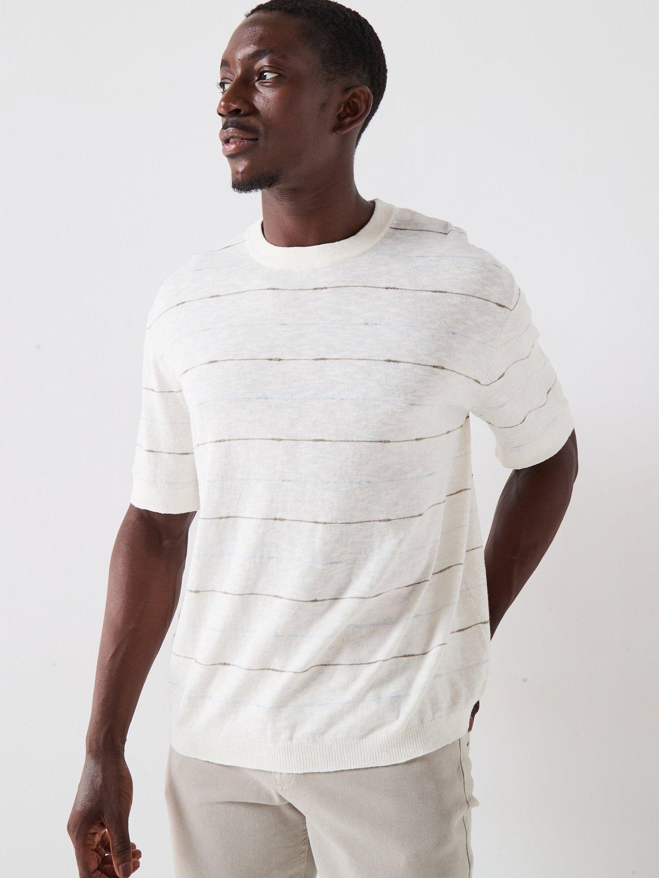 undefined Berg Short Sleeve Relaxed Fit Knitted T-Shirt - Egret Winter Sky