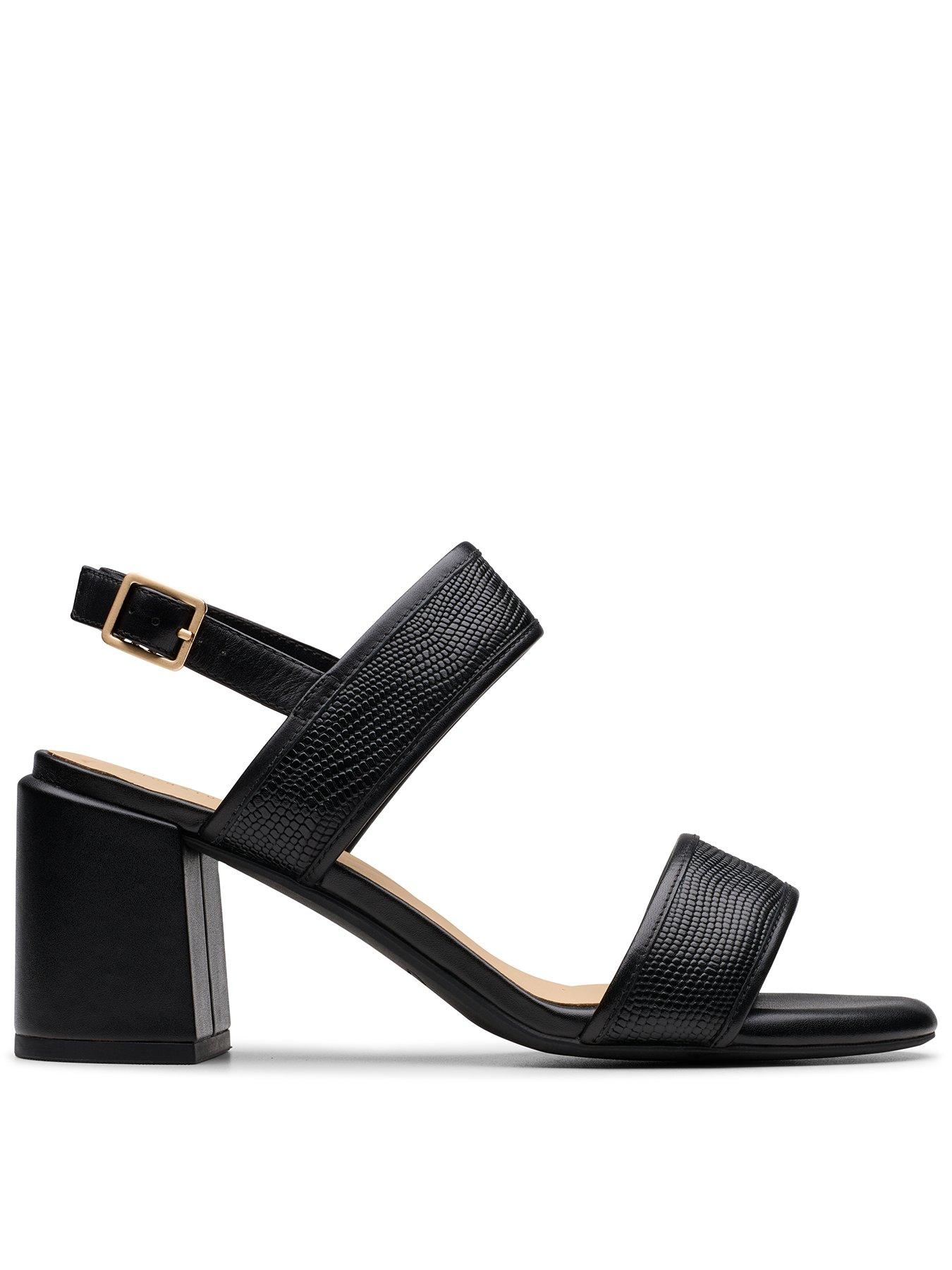 undefined Ezoria Sling Leather Block Heel - Black