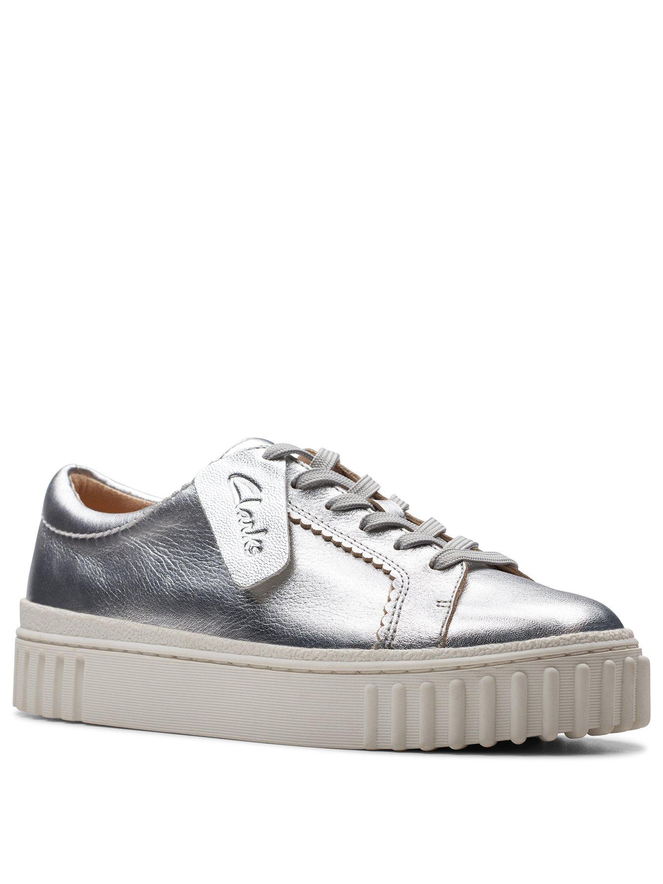 Image 2 of 7 of Clarks Mayhill Walk Metallic Flatform Trainer - Silver
