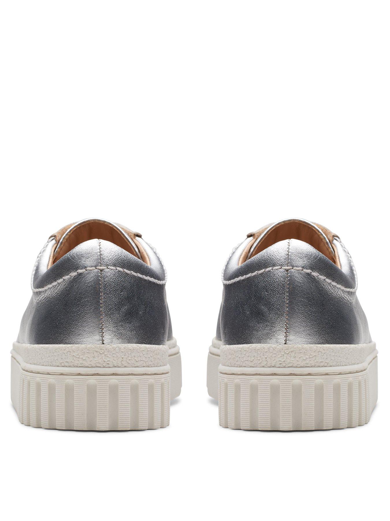 Image 3 of 7 of Clarks Mayhill Walk Metallic Flatform Trainer - Silver