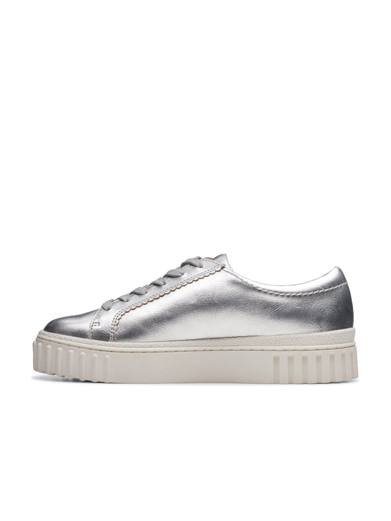 Image 6 of 7 of Clarks Mayhill Walk Metallic Flatform Trainer - Silver