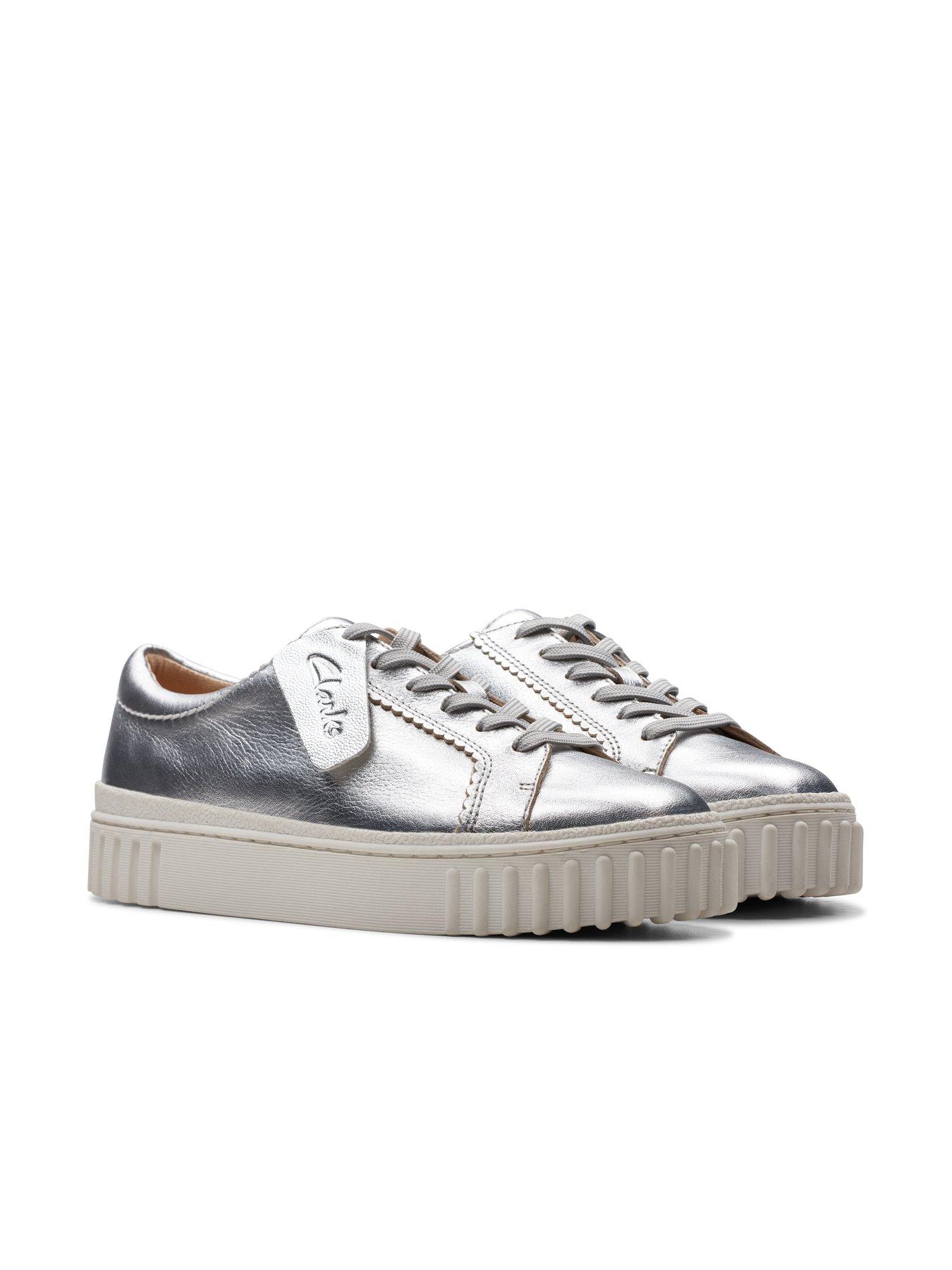 Image 7 of 7 of Clarks Mayhill Walk Metallic Flatform Trainer - Silver