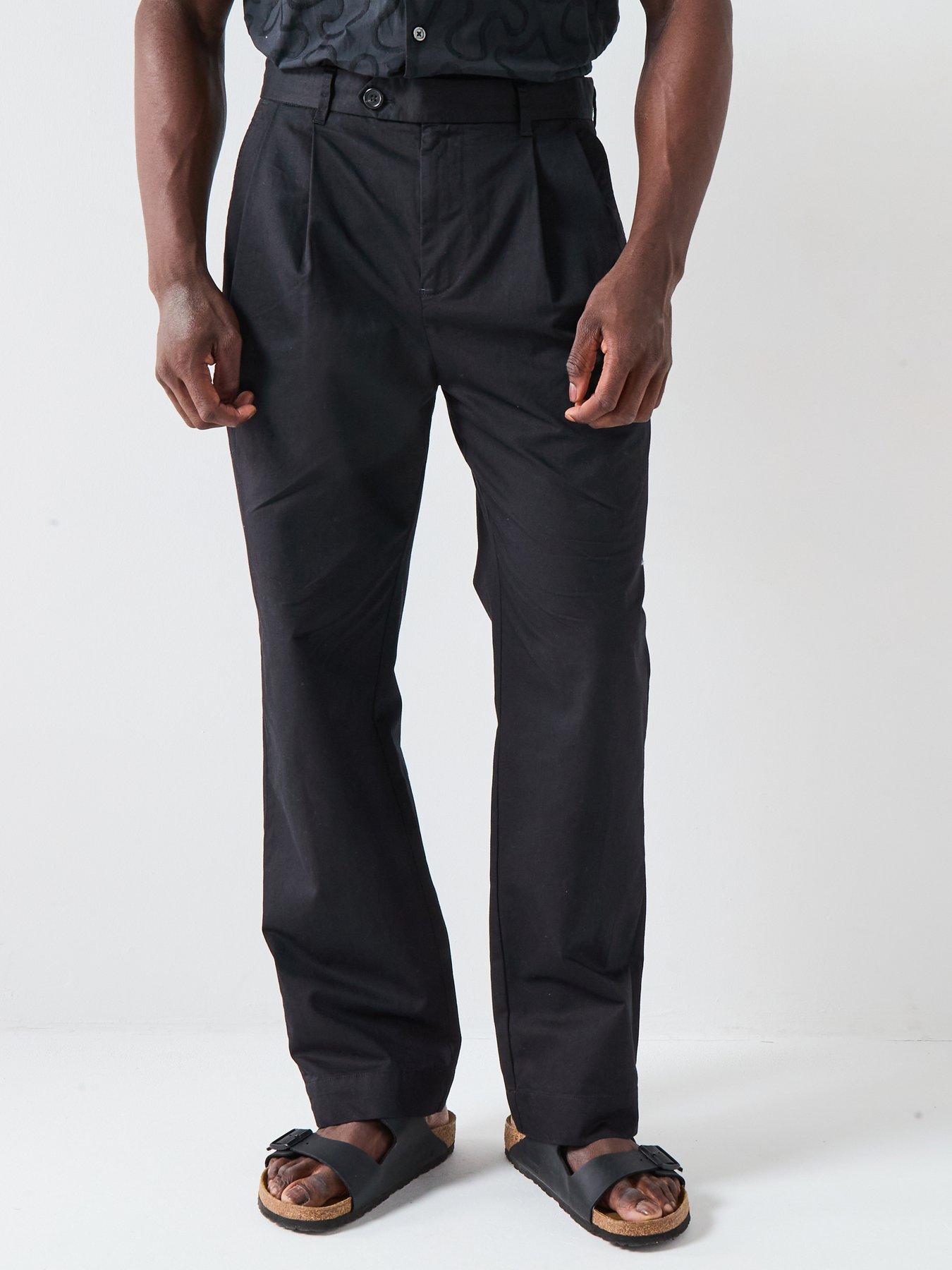undefined Loose Adam Pleat Trousers - Black