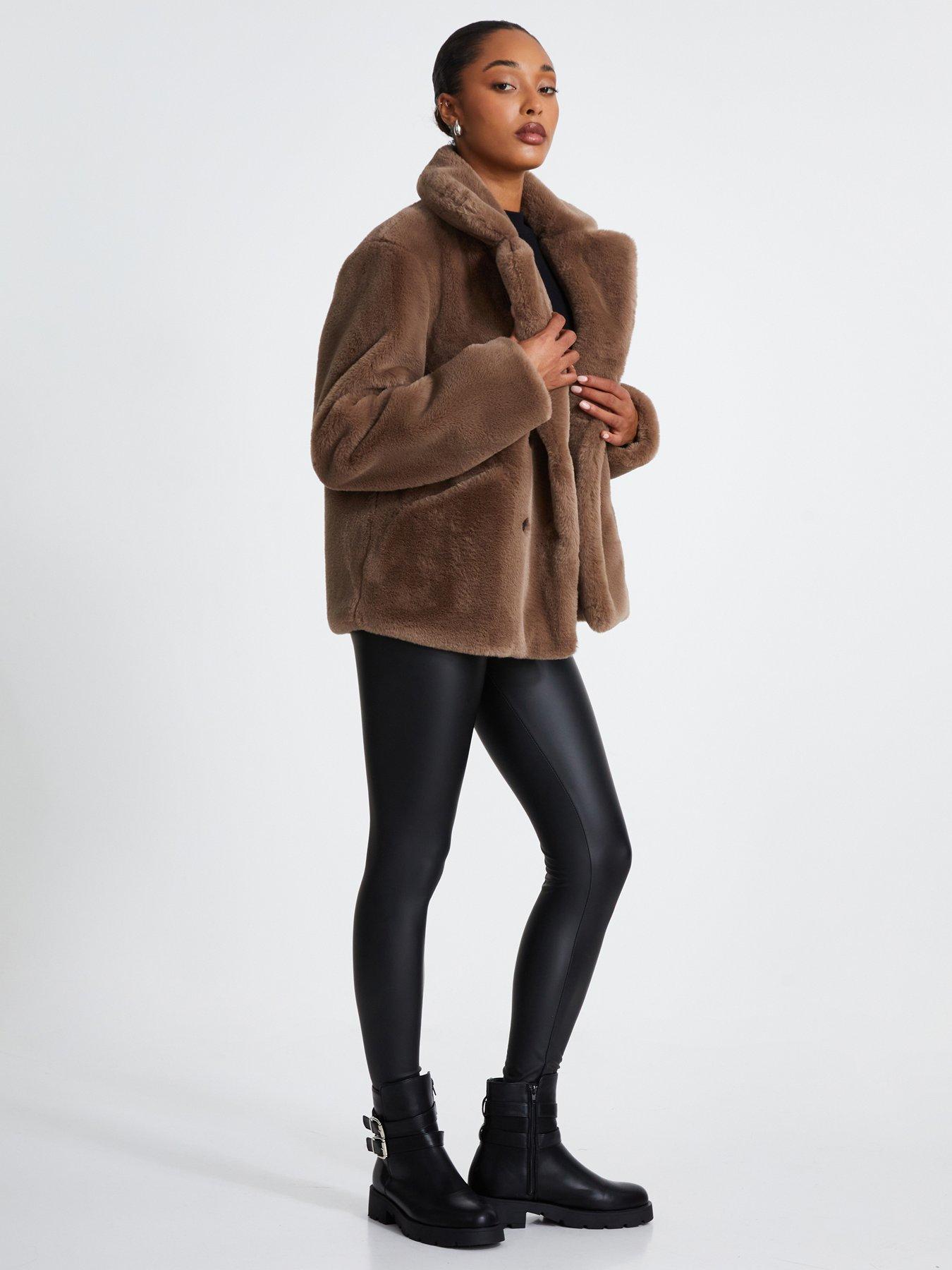 Quiz Brown Faux Fur Jacket Very