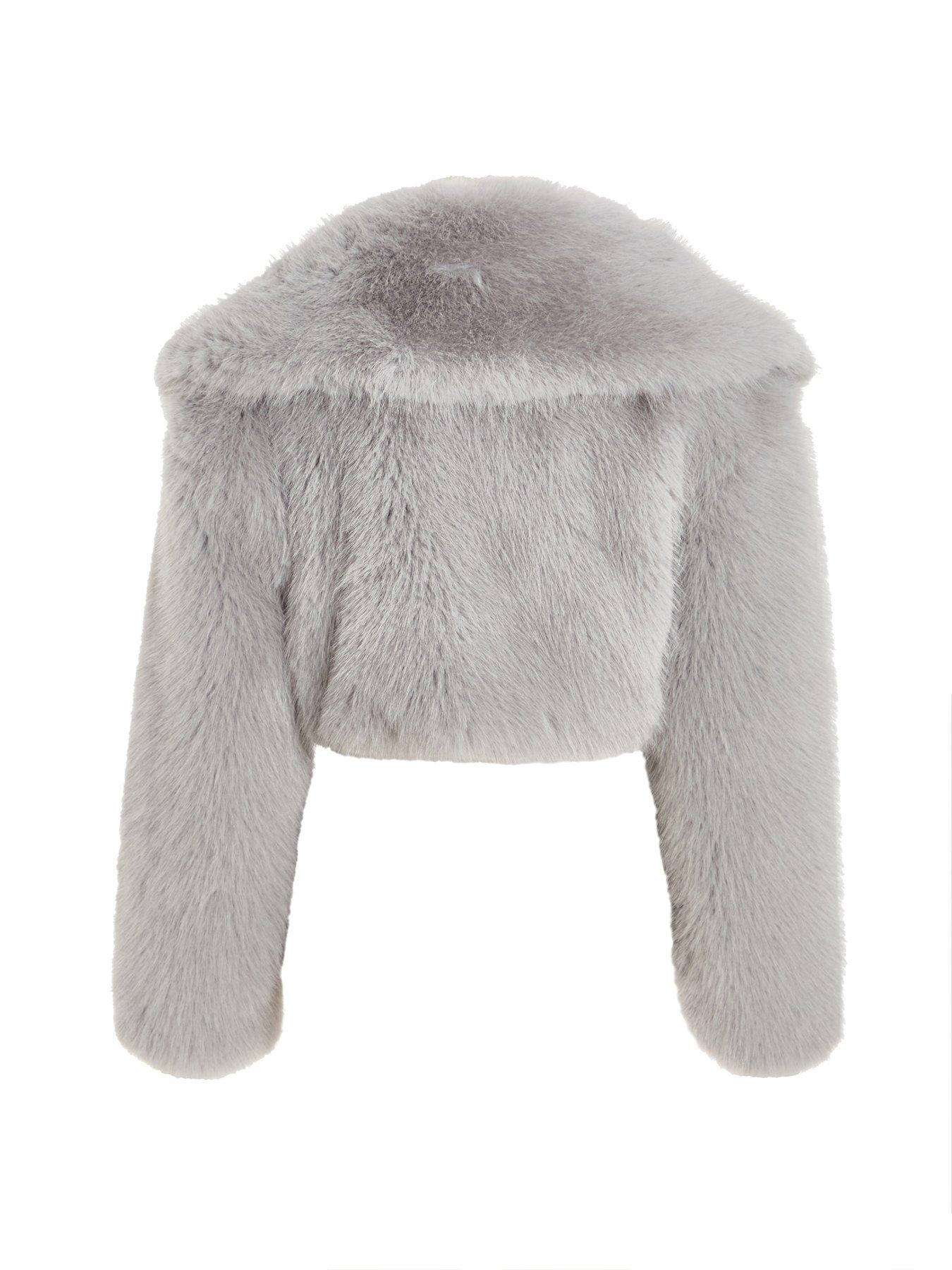 Quiz grey fur coat hotsell