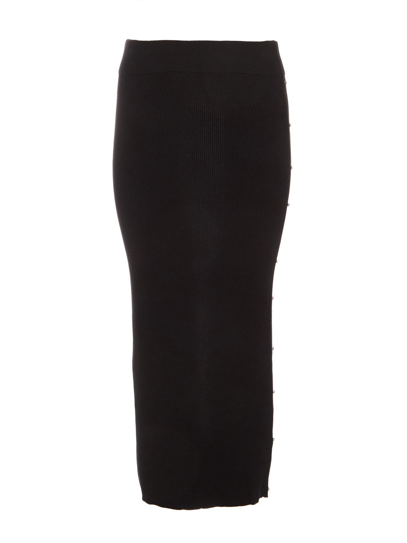 Quiz Black Knit Diamante Midi Skirt