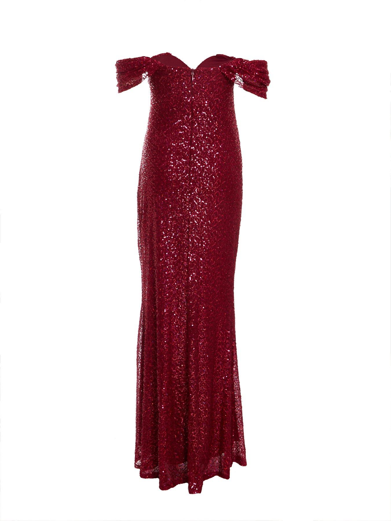 Image 5 of 6 of Quiz Dark Red Sequin Maxi Dress
