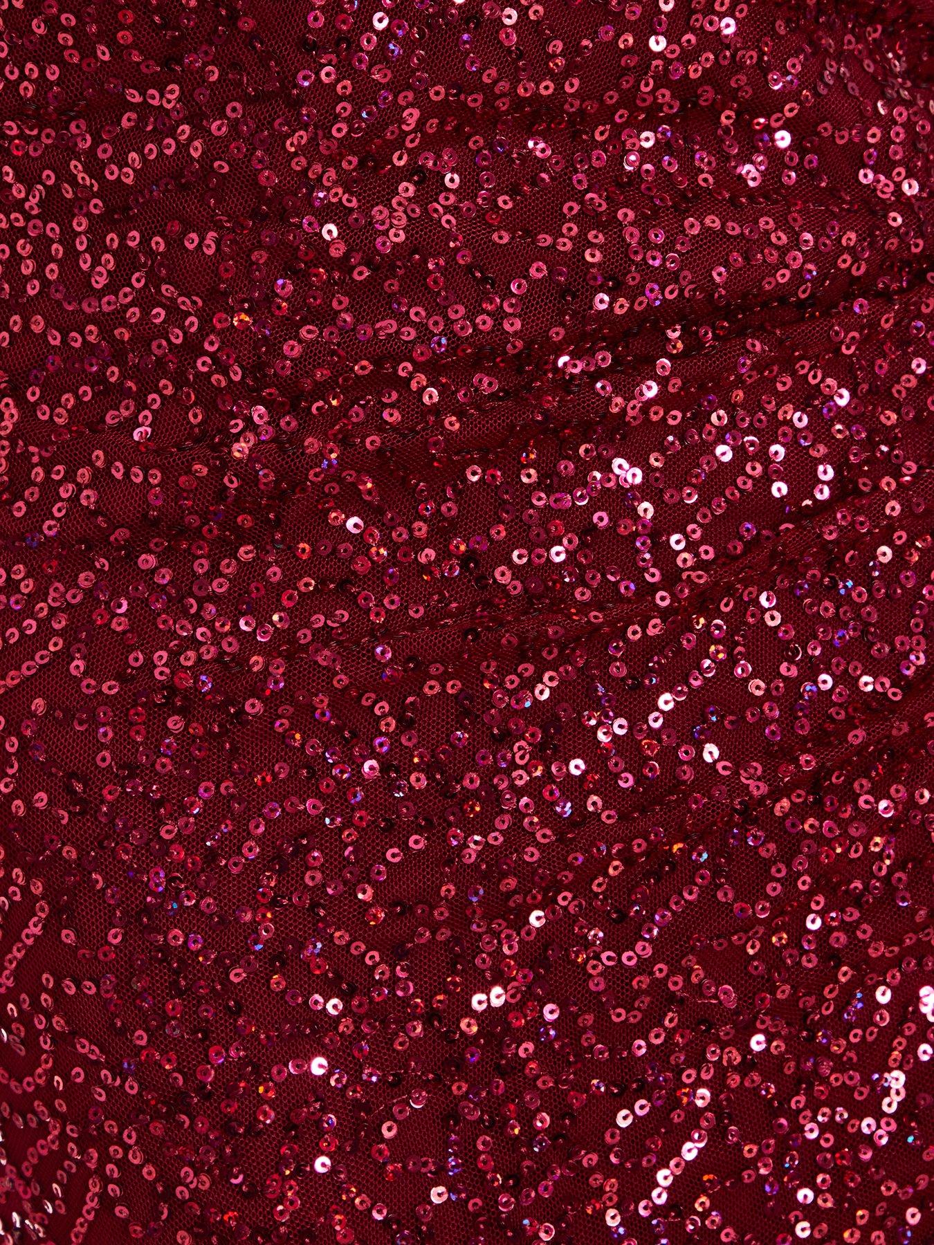 Image 6 of 6 of Quiz Dark Red Sequin Maxi Dress