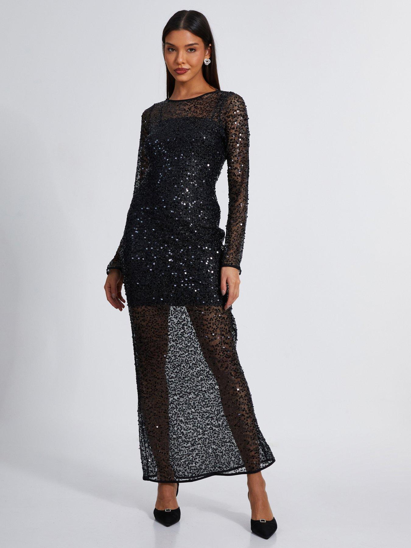 Quiz long sequin dress hotsell