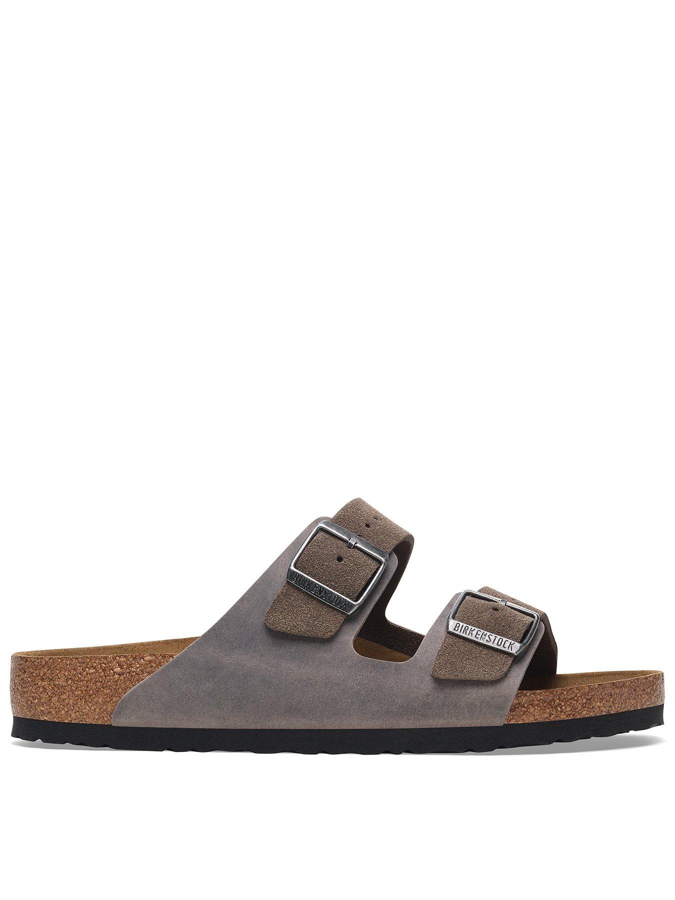 Birkenstock Men's Arizona Suede And Oiled Leather Sandals, Grey, Size 9, Men
