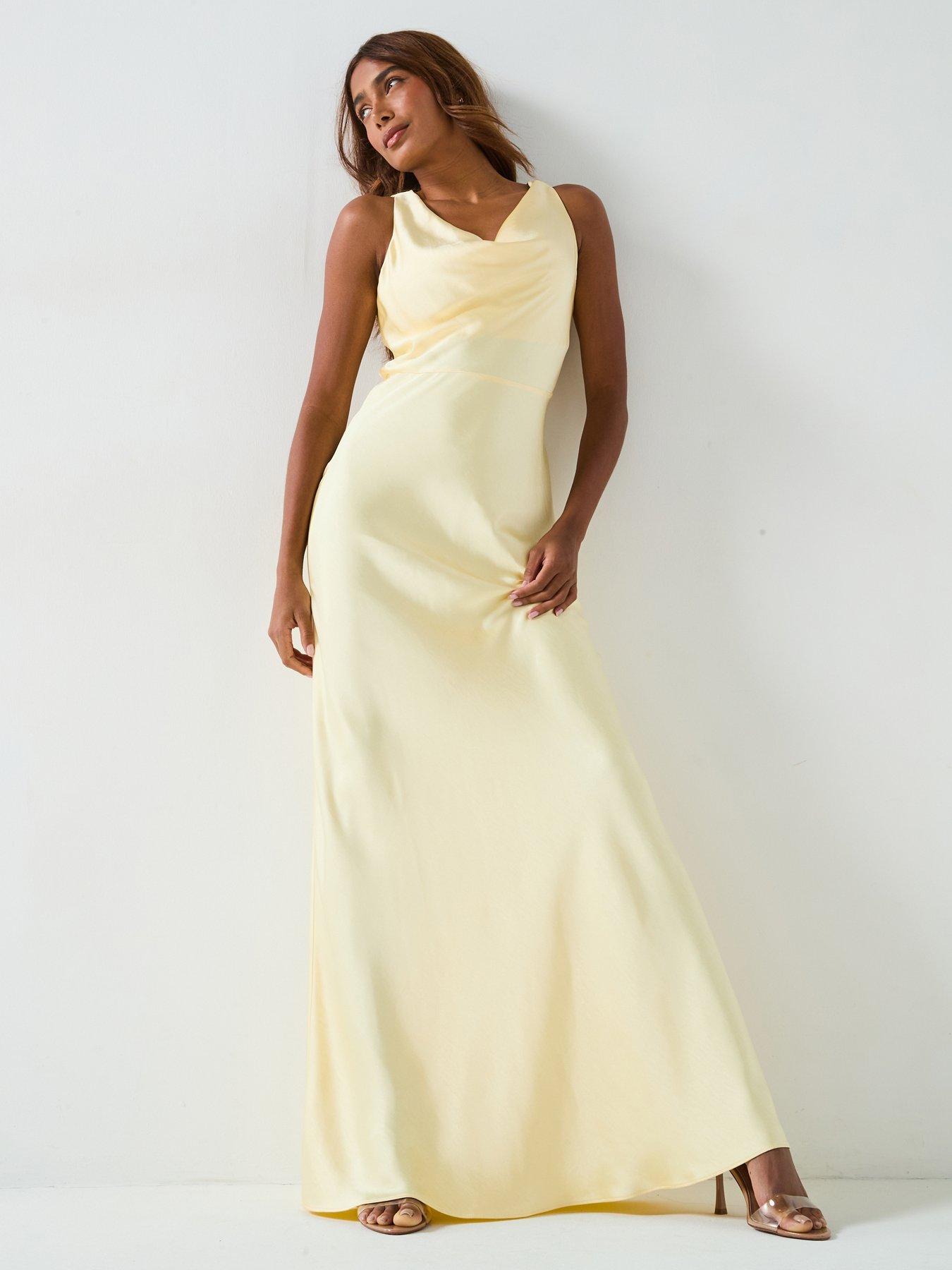 satin bridesmaid dresses uk Satin Off-Shoulder Maxi Bridesmaid Dress with Lace-up Back & Slit