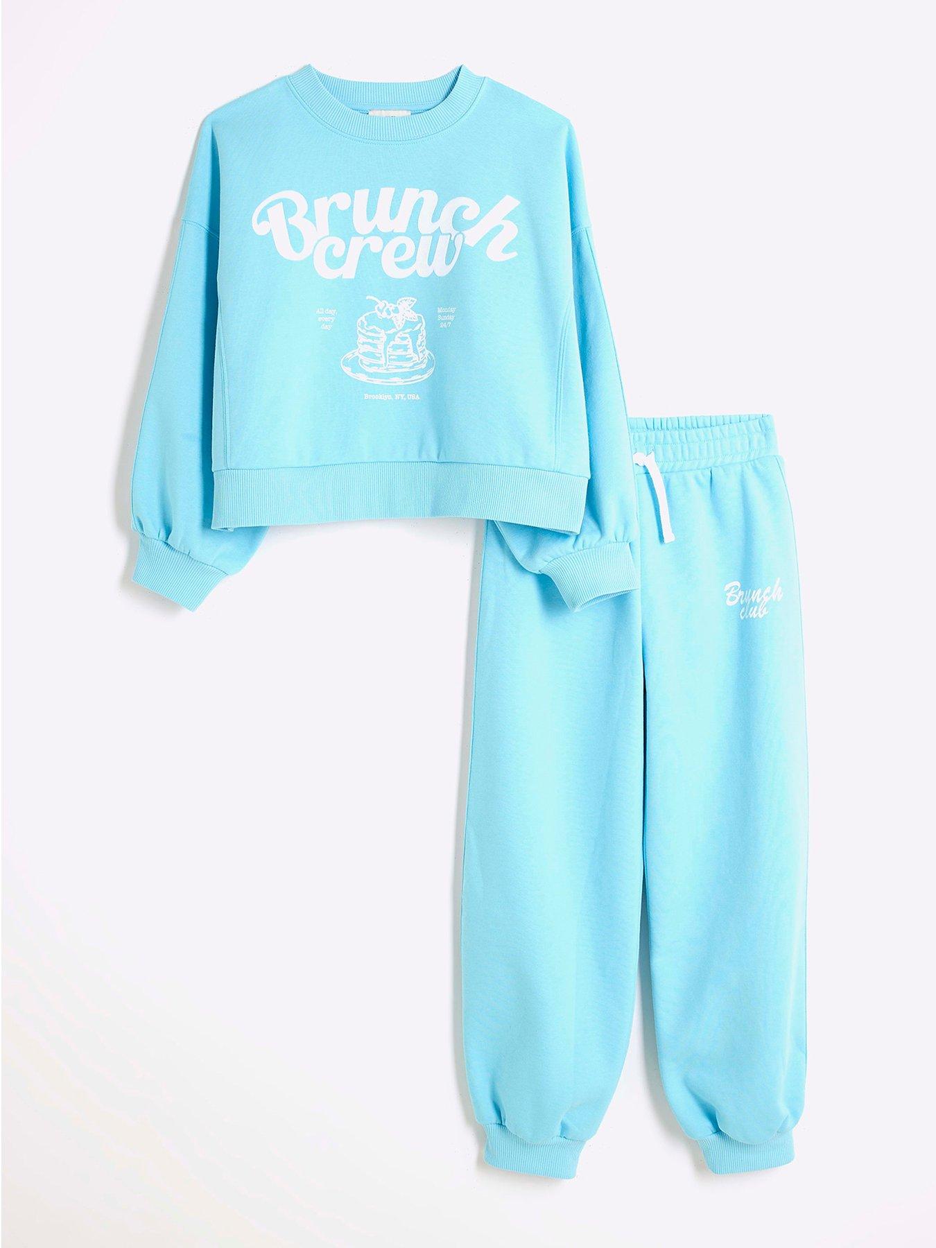 undefined Girls Brunch Club Sweat Set - Blue