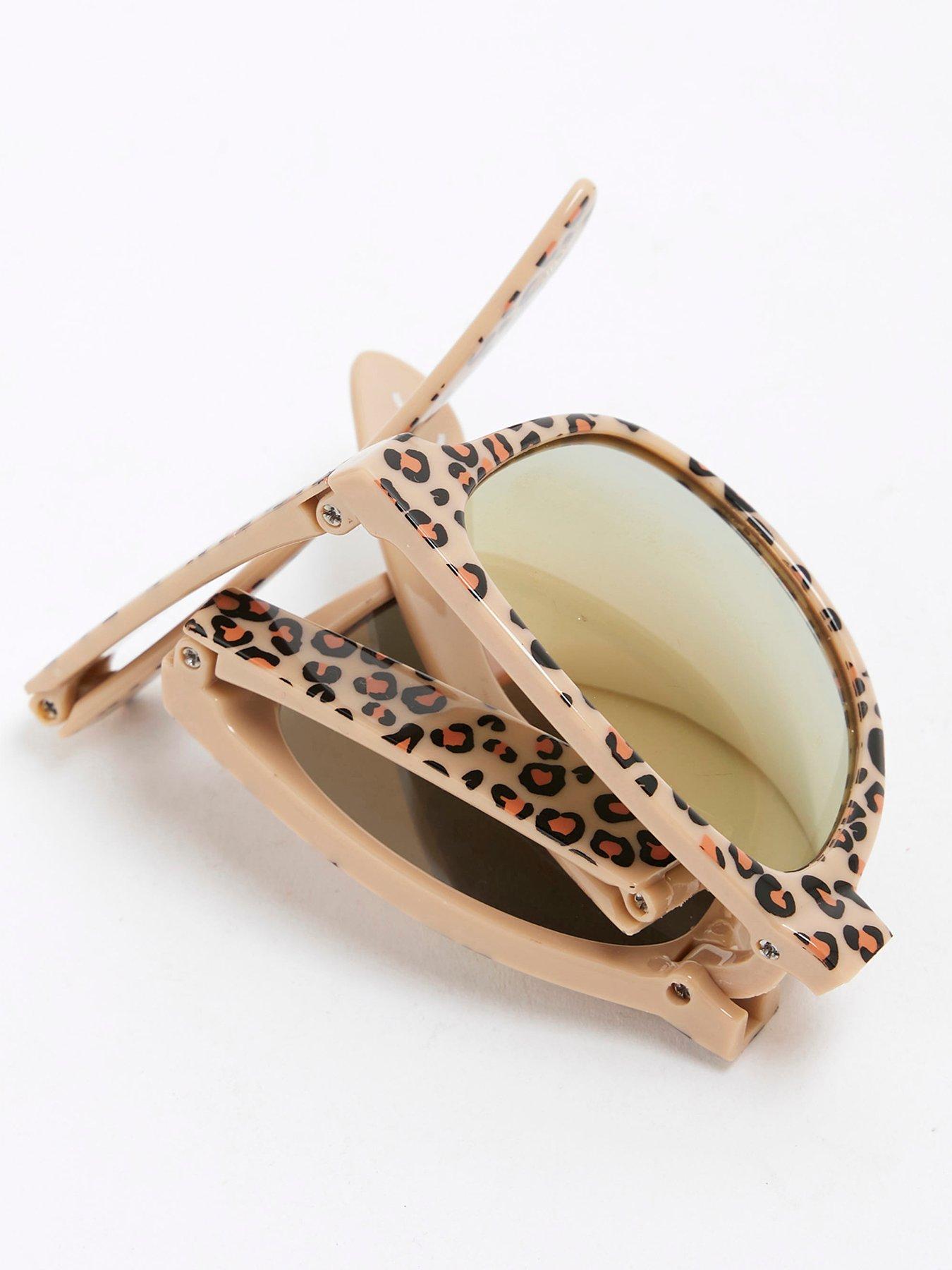 Image 3 of 4 of River Island Girls Foldable&nbsp;Sunglasses - Leopard Brown