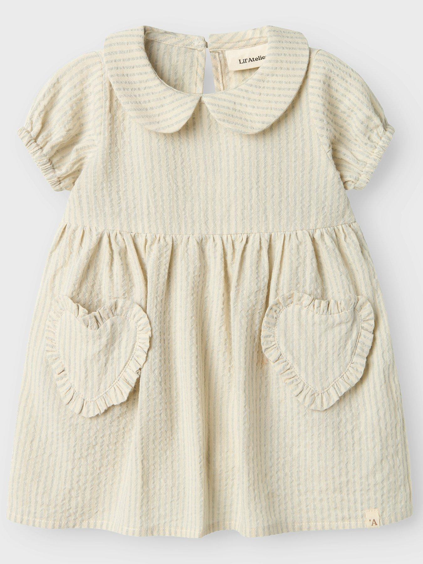 undefined Baby Girls Heart Pocket Short Sleeve Body Dress - Vapor Blue