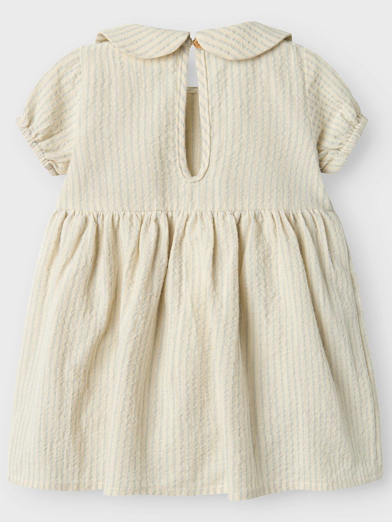 Image 2 of 3 of Lil Atelier Baby Girls Heart Pocket Short Sleeve Body Dress - Vapor Blue