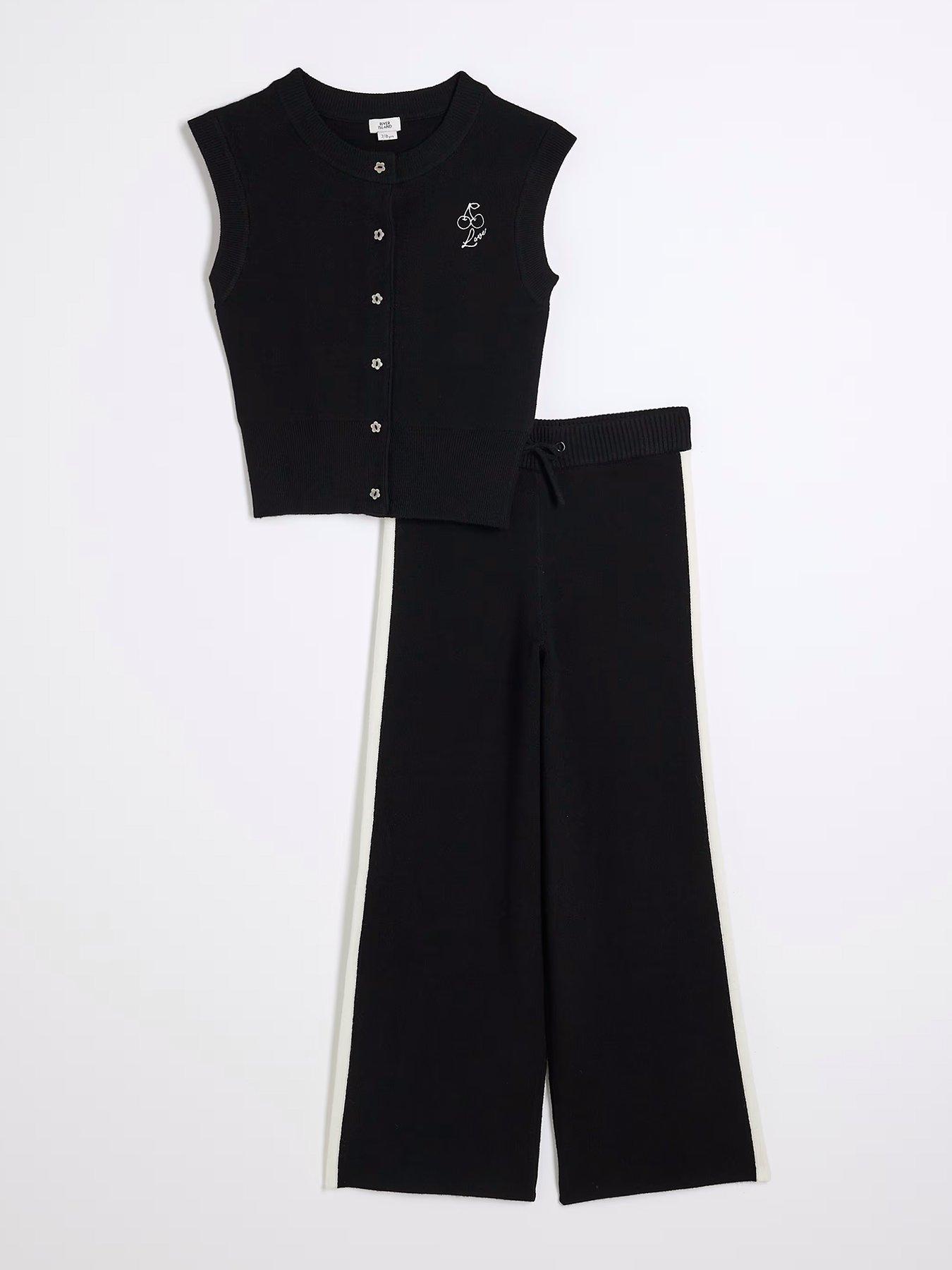 undefined Girls Sporty Waistcoat Set - Black