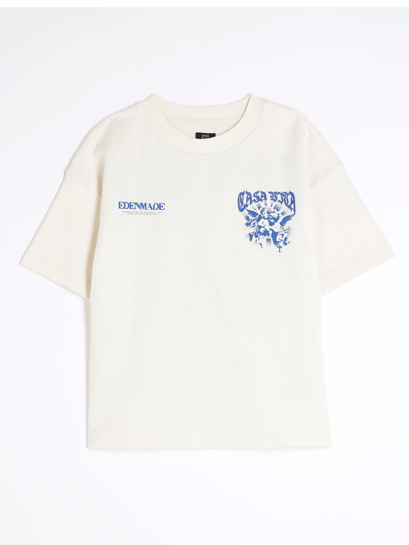 Image 1 of 4 of River Island Boys Back Print T-Shirt - Cream