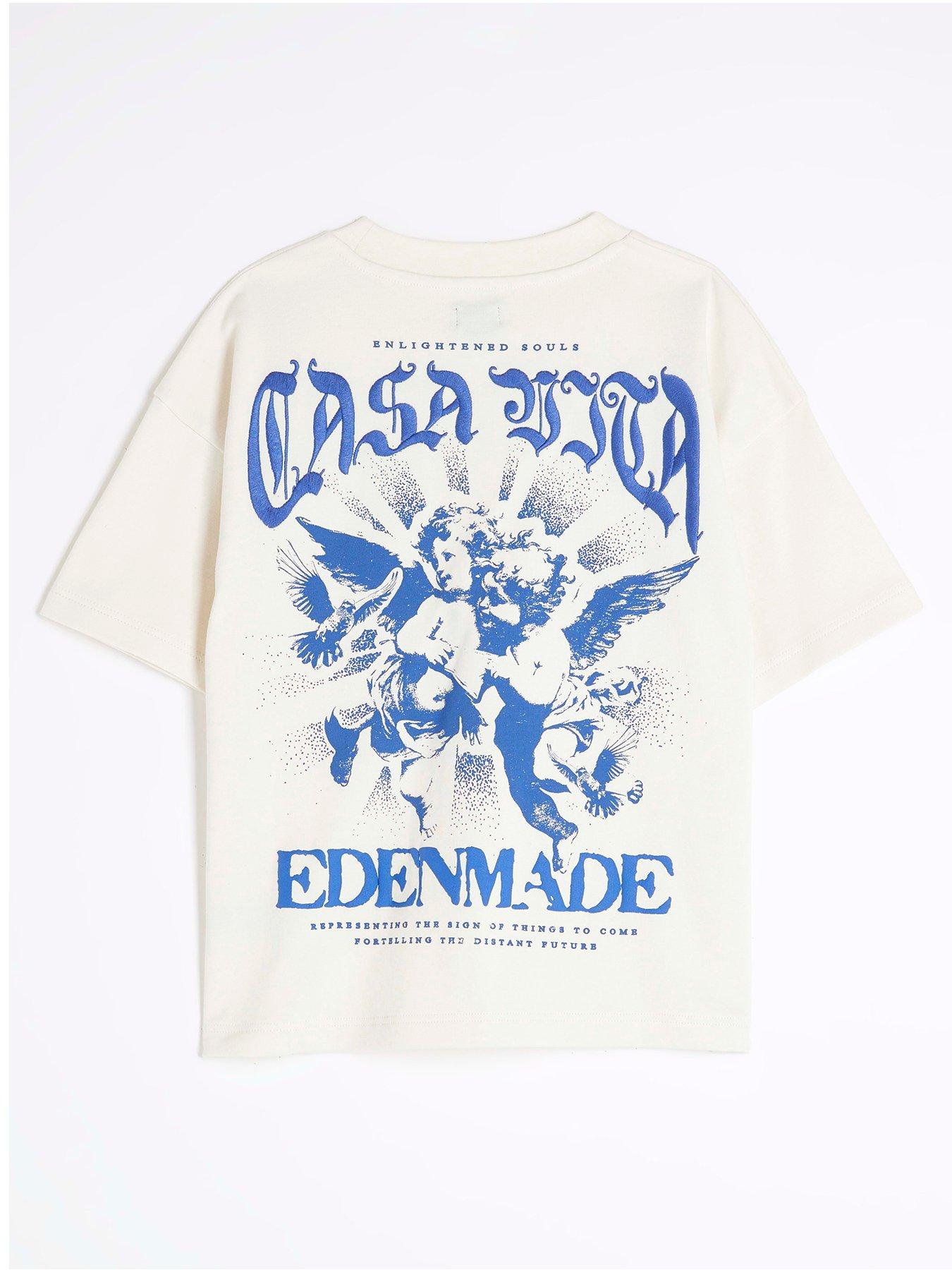 Image 2 of 4 of River Island Boys Back Print T-Shirt - Cream
