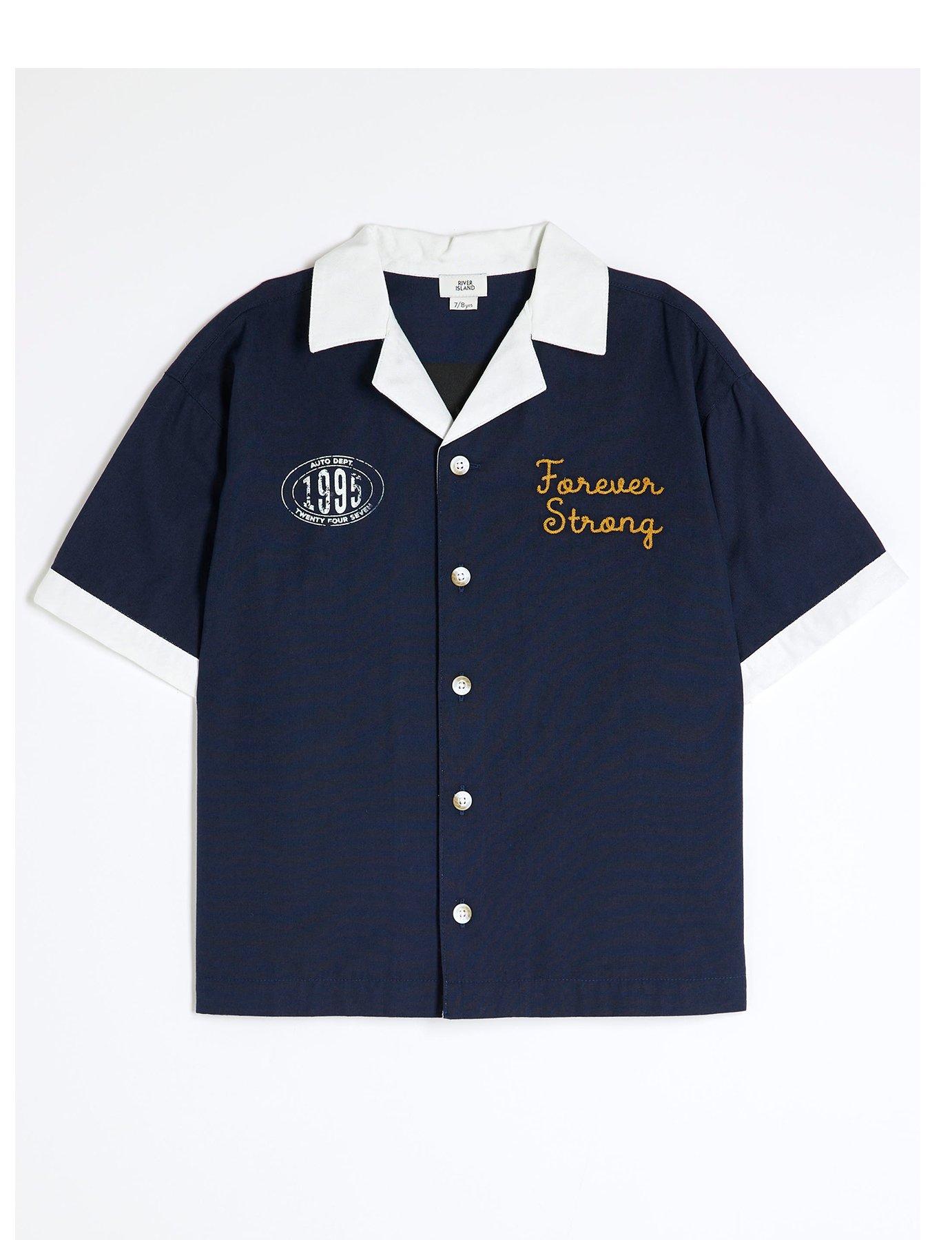 undefined Boys Embroidery Eagle Shirt - Navy