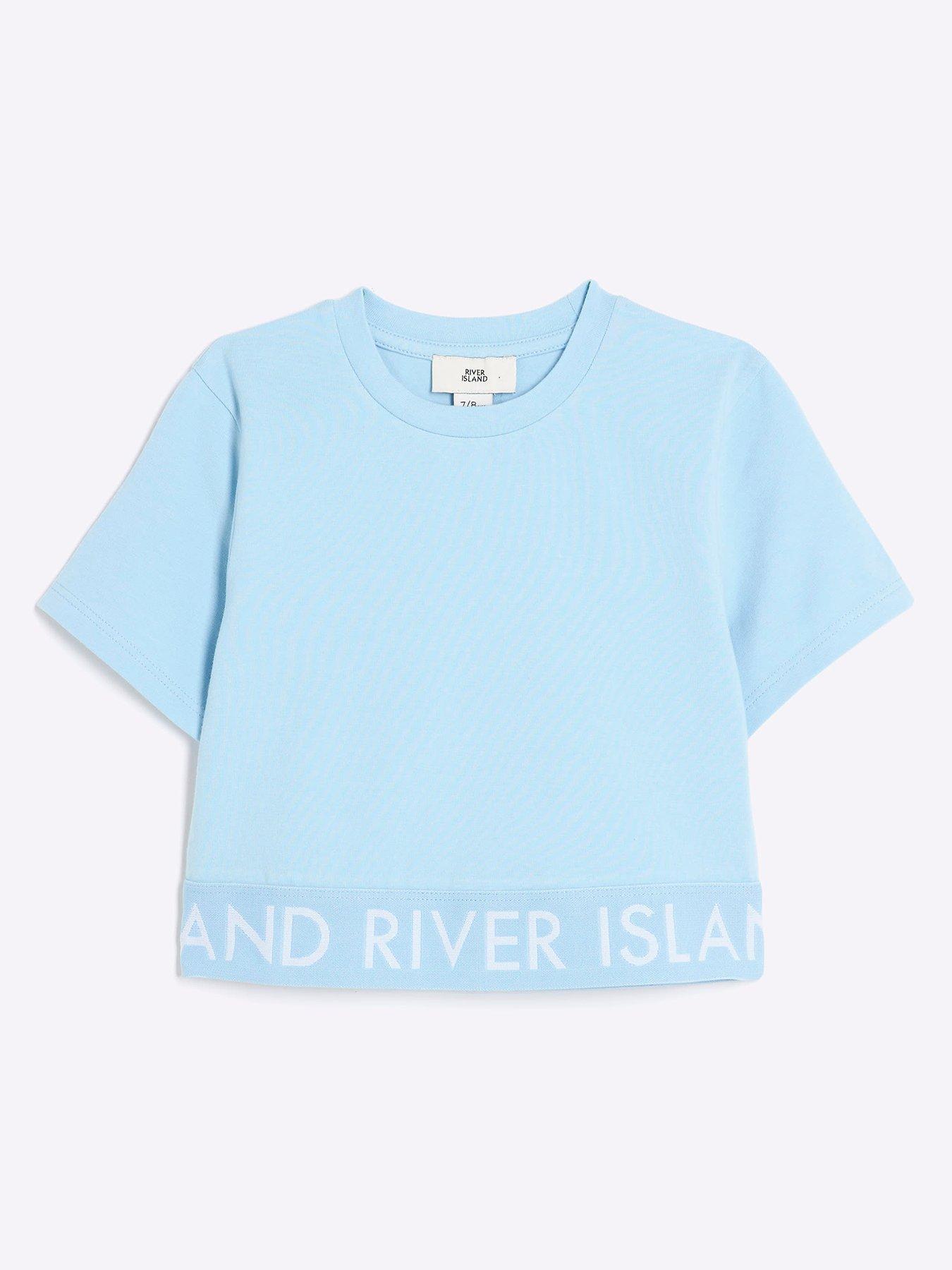 undefined Girls Ri Waistband Crop Top - Baby Blue