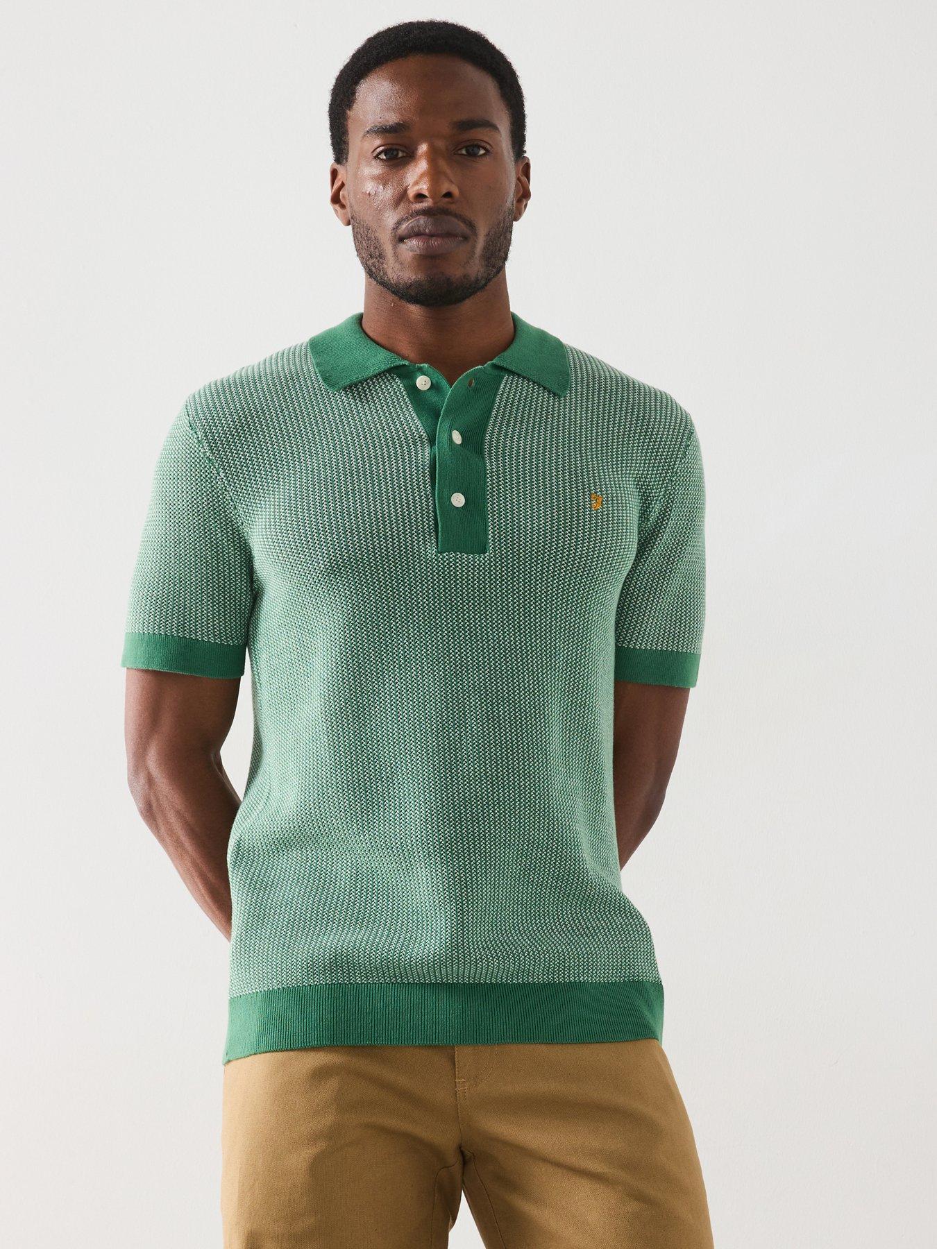 undefined Sandford Knit Short Sleeve Relaxed Fit Polo Shirt - Green