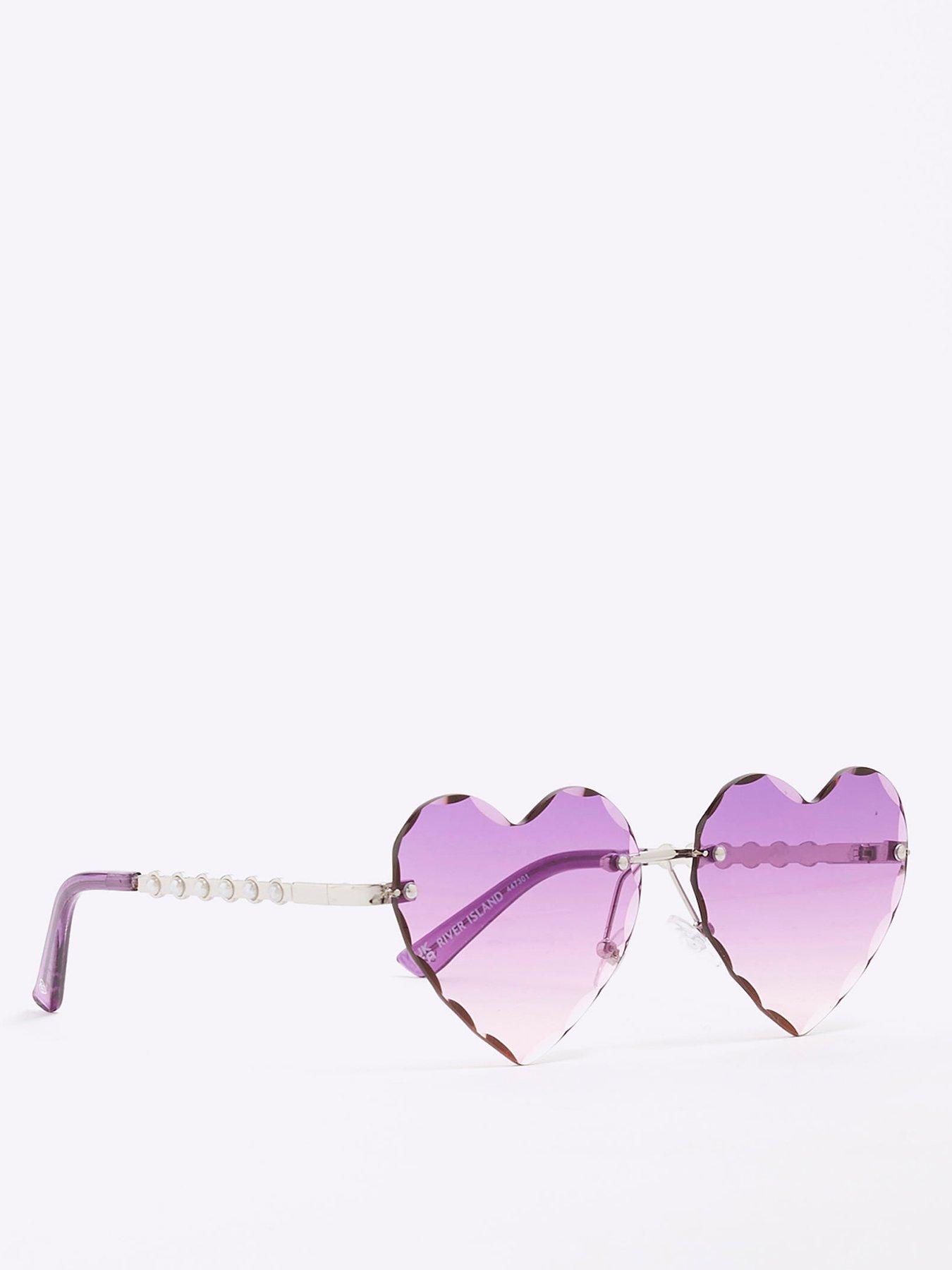 undefined Girls Rimless Heart Sunglasses - Purple