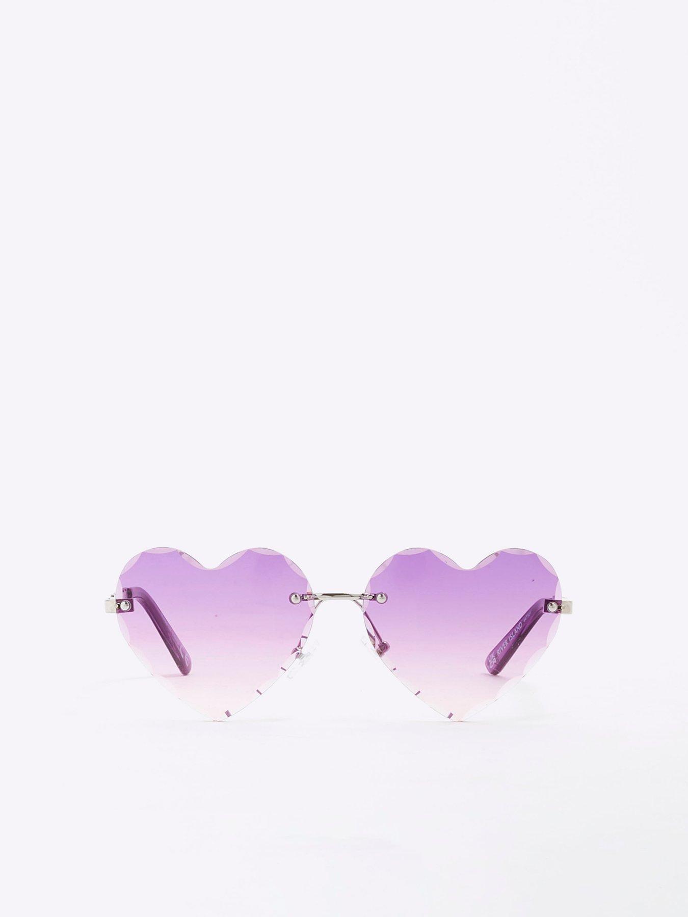 Image 2 of 4 of River Island Girls Rimless Heart Sunglasses - Purple