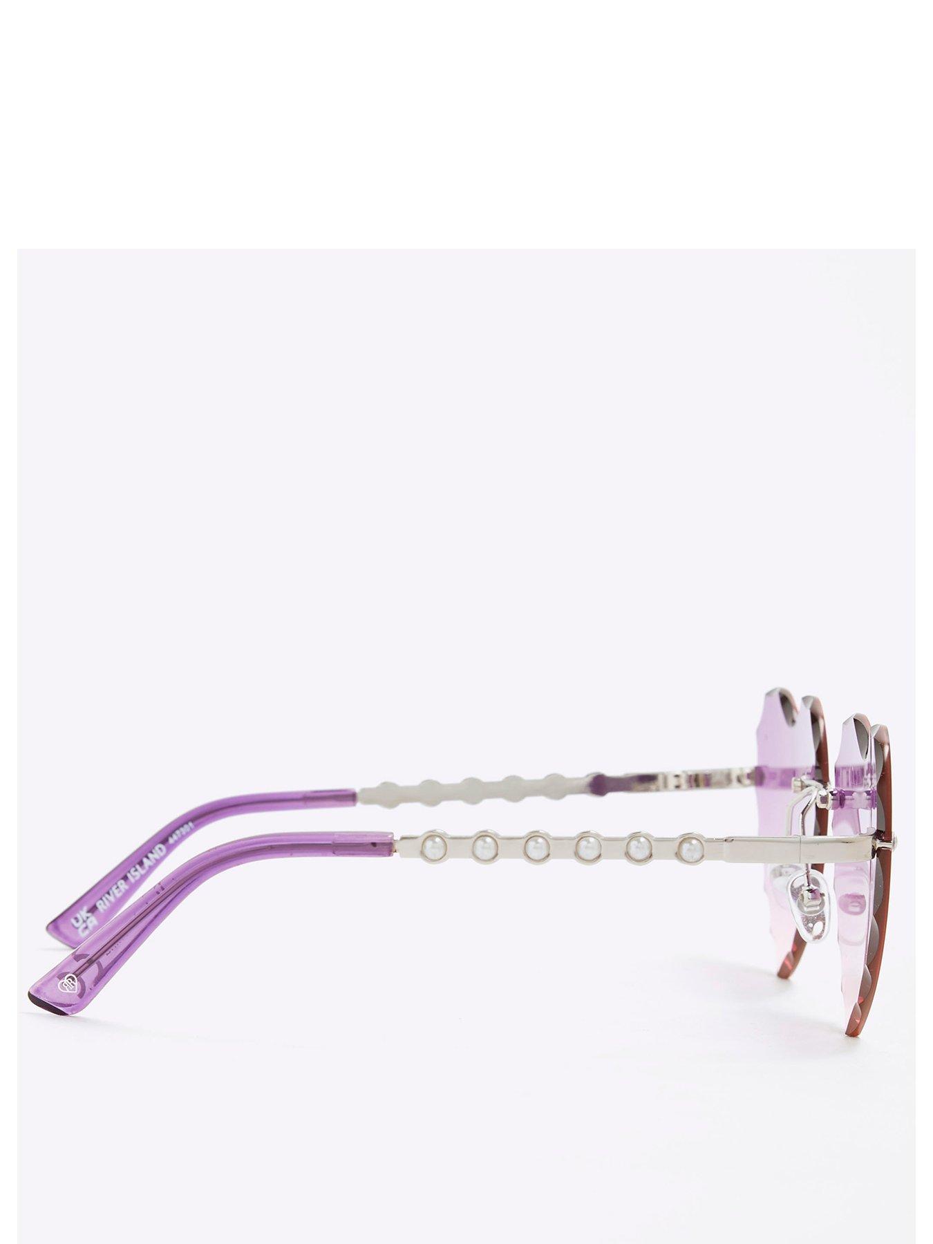 Image 3 of 4 of River Island Girls Rimless Heart Sunglasses - Purple