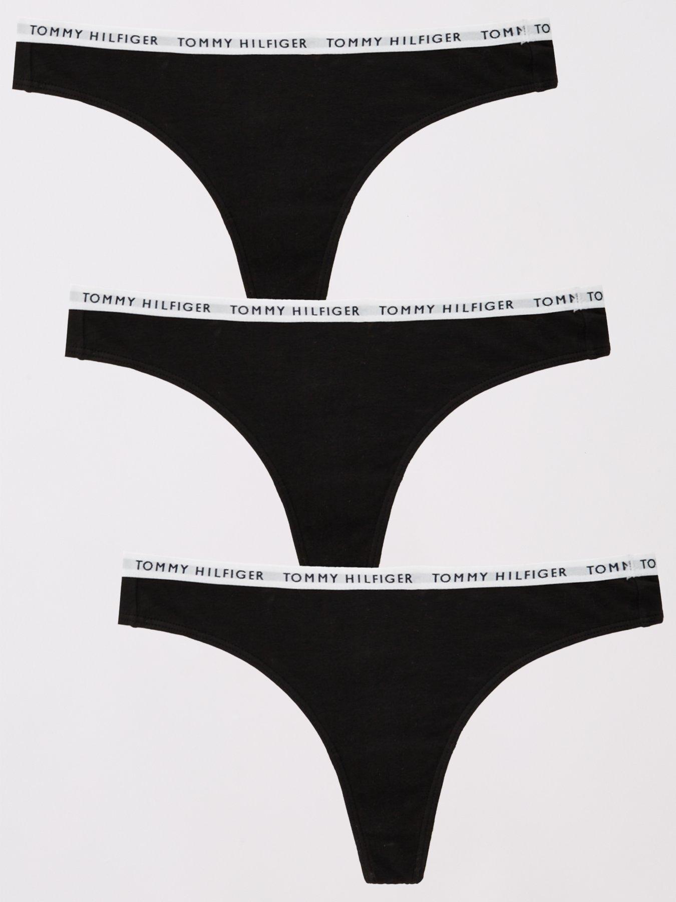 undefined 3 Pack Waistband Logo Thong-black
