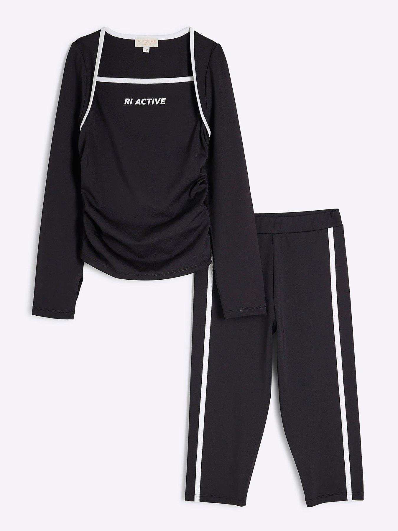 undefined Girls Ri Active Top And Leggings Set - Black
