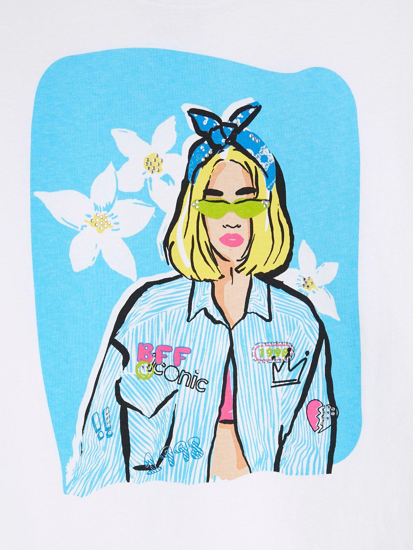 Image 4 of 4 of River Island Girls Oversized Cool Girl T-Shirt - White