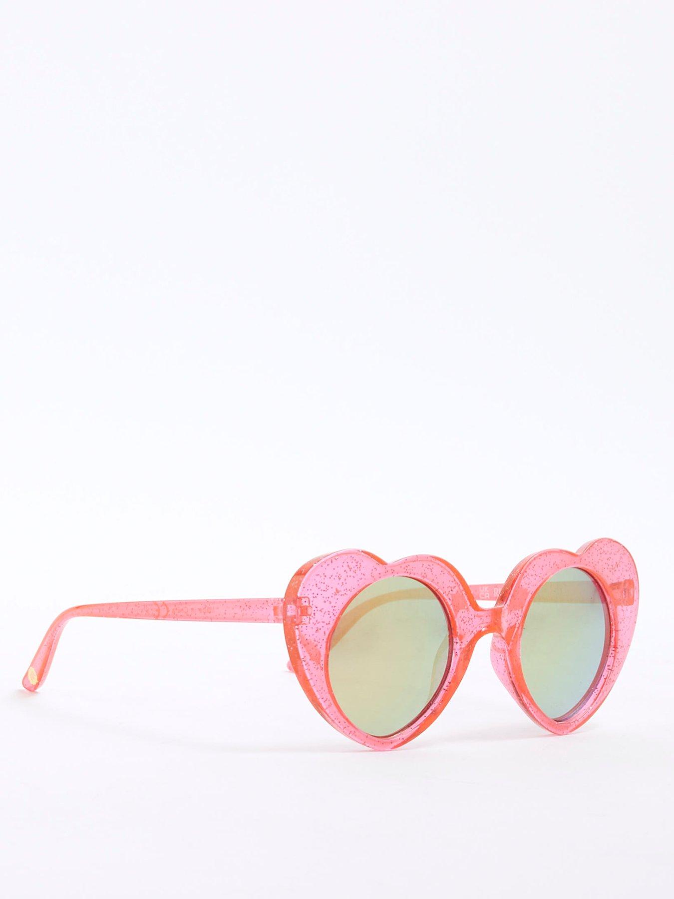 undefined Mini Girls Glitter Heart Sunglasses - Red