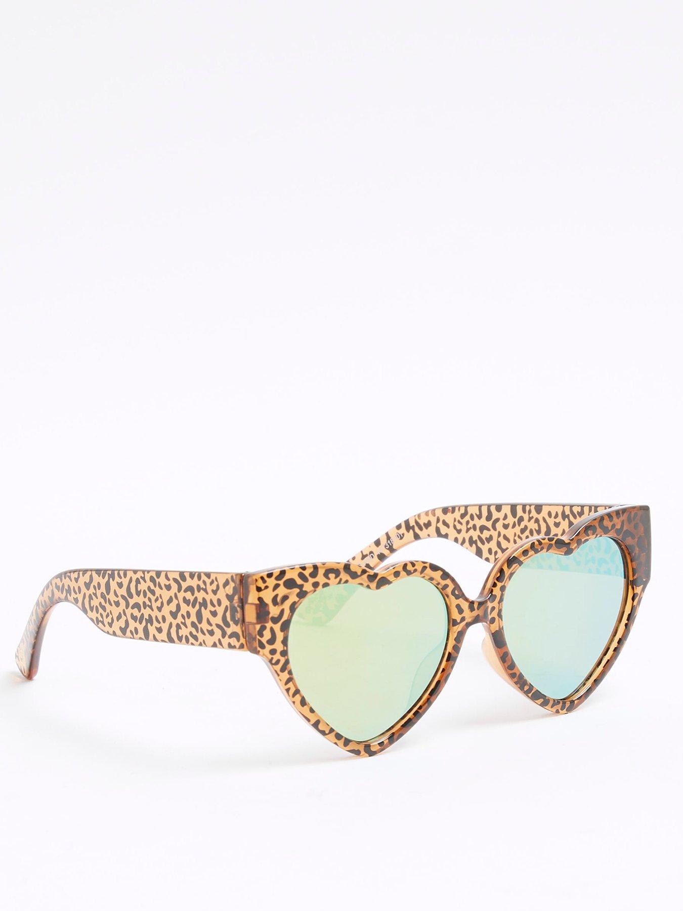 undefined Girls Heart Sunglasses - Leopard Brown