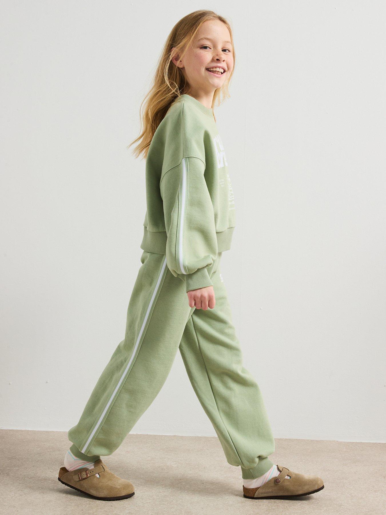 River Island Girls Brunch Club Sweatshirt Tracksuit Set Khaki Very