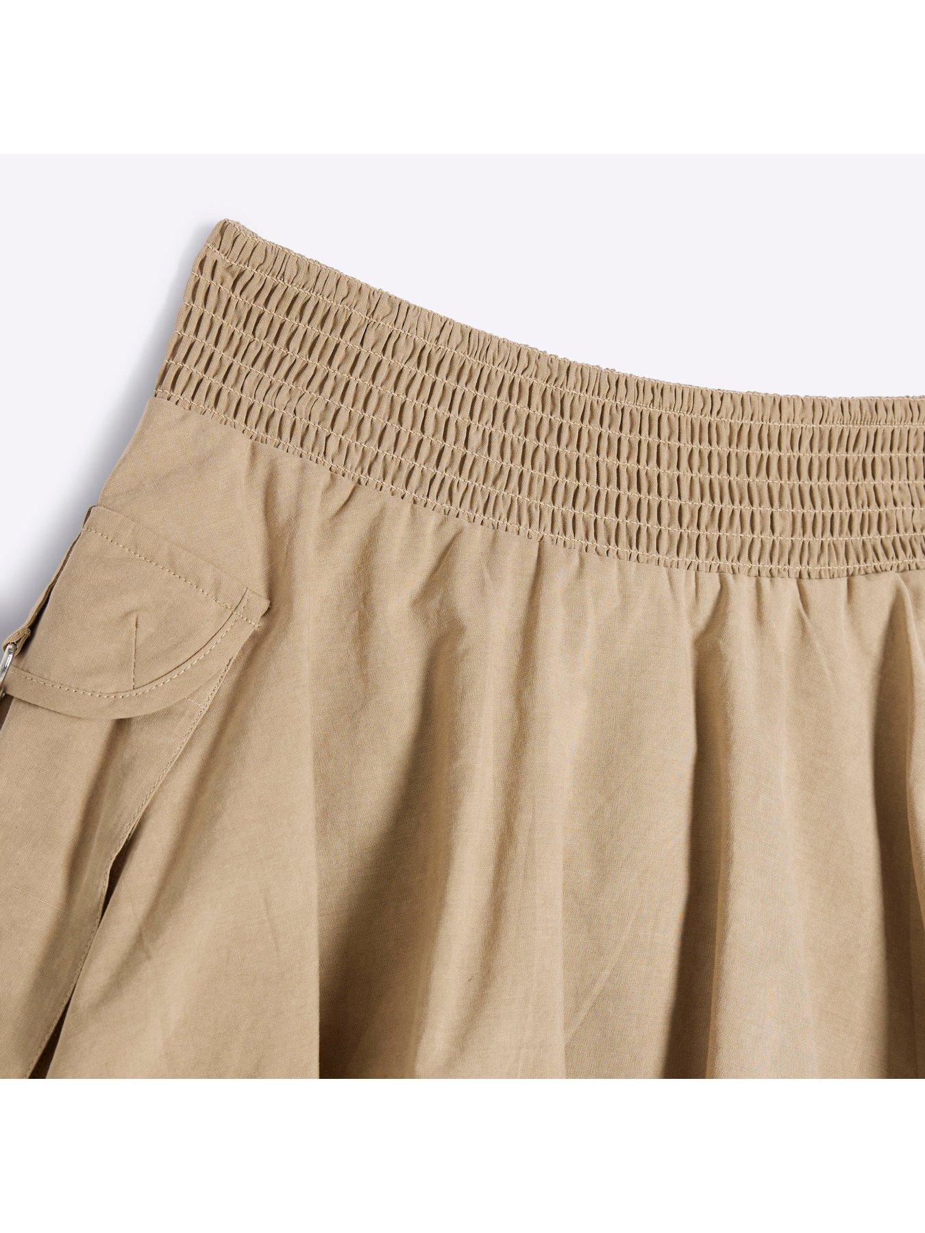 Image 3 of 4 of River Island Girls Bubble Hem Cargo Skirt - Stone