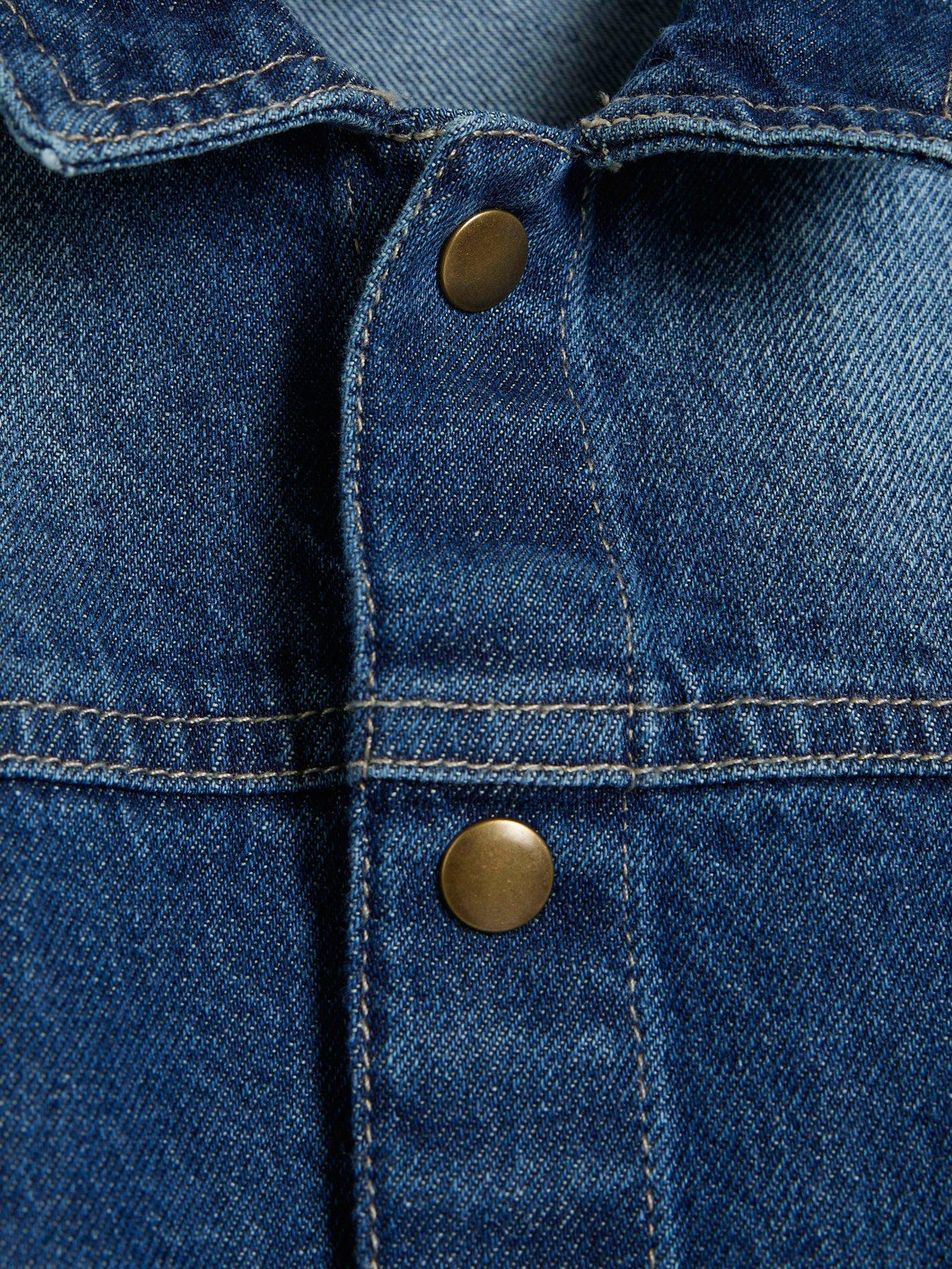 Image 5 of 5 of River Island Mini Mini Boys Denim Shacket T-shirt Set - Mid Blue