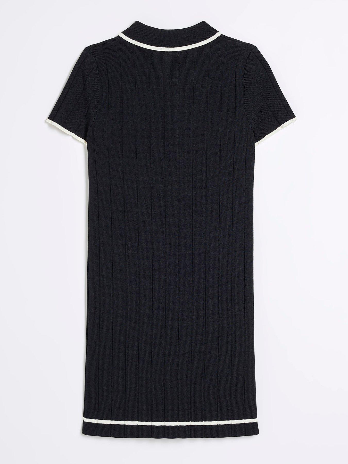 Image 2 of 4 of River Island Girls Rose Button Polo Dress - Black