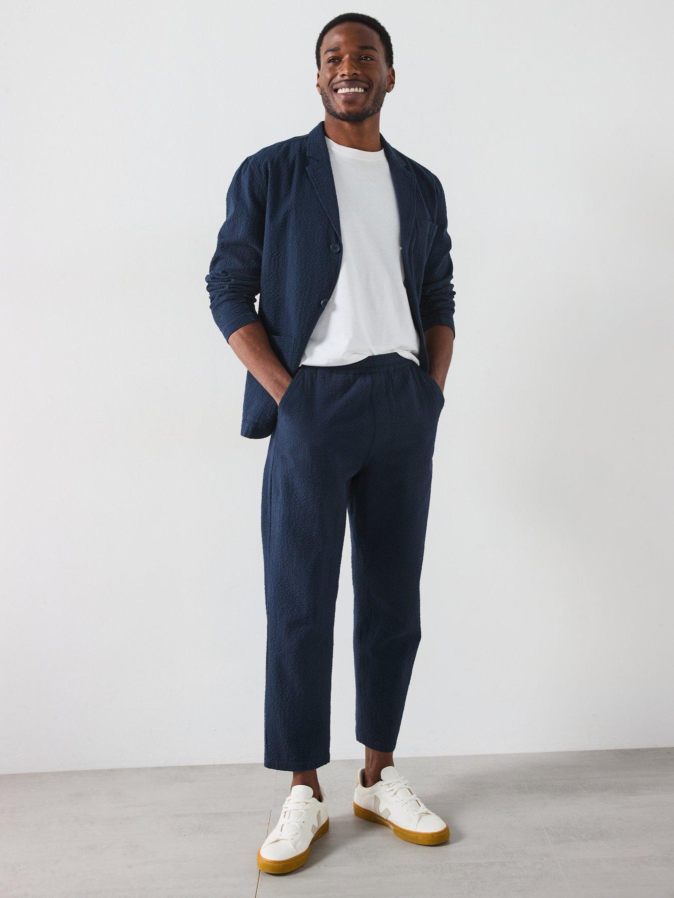 Image 3 of 6 of Farah Habersham Seersucker Regular Fit Blazer Jacket -Navy
