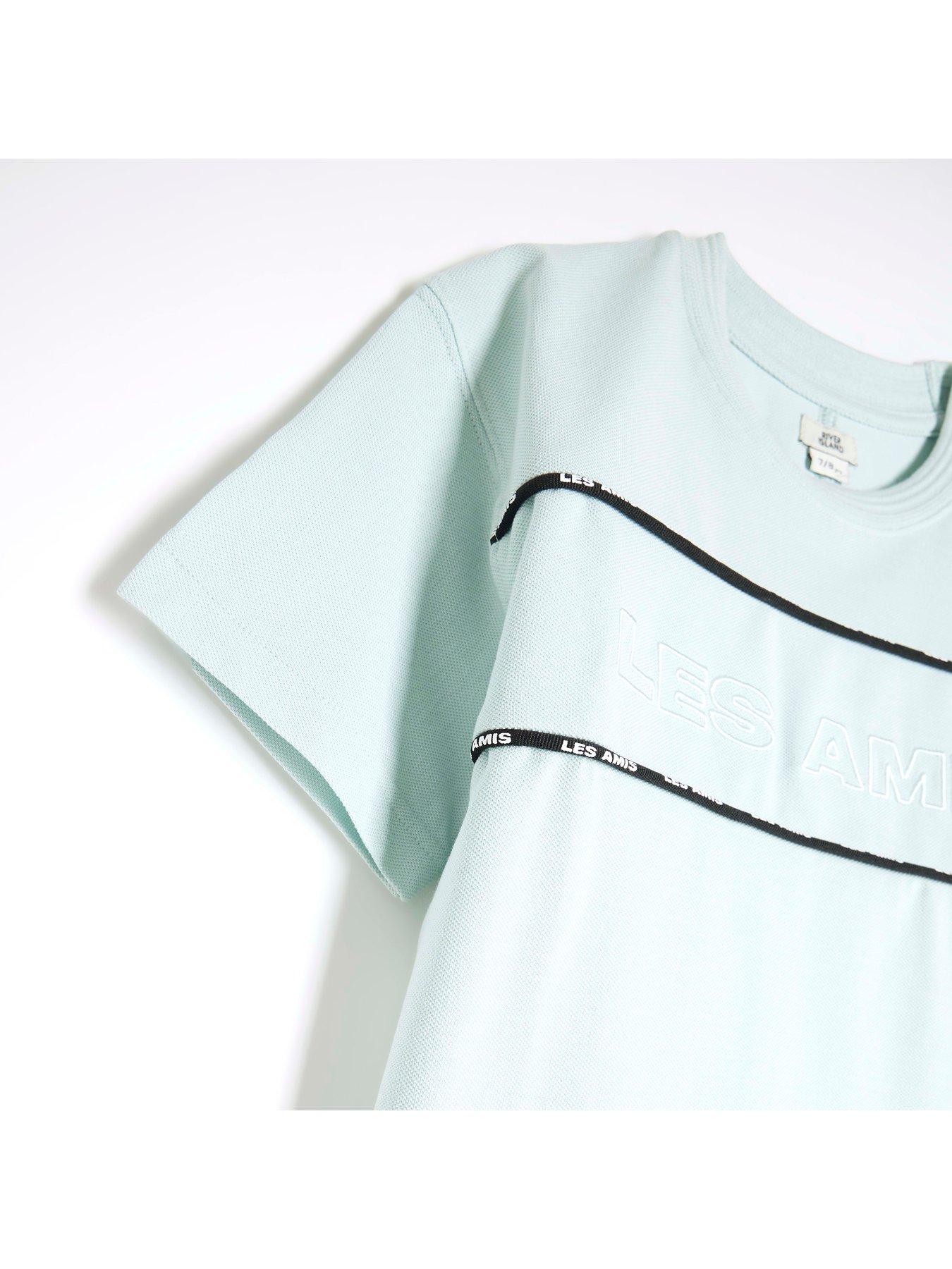 Image 3 of 4 of River Island Boys Piped T-Shirt - Ice Blue
