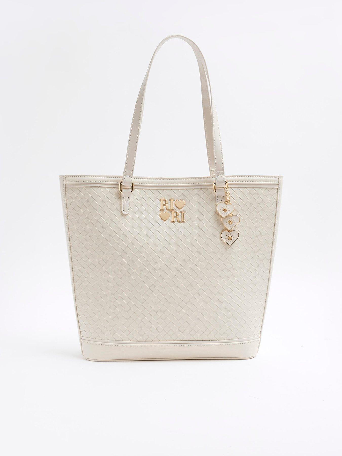undefined Girls Faux Leather Weave Shoulder Bag - Cream