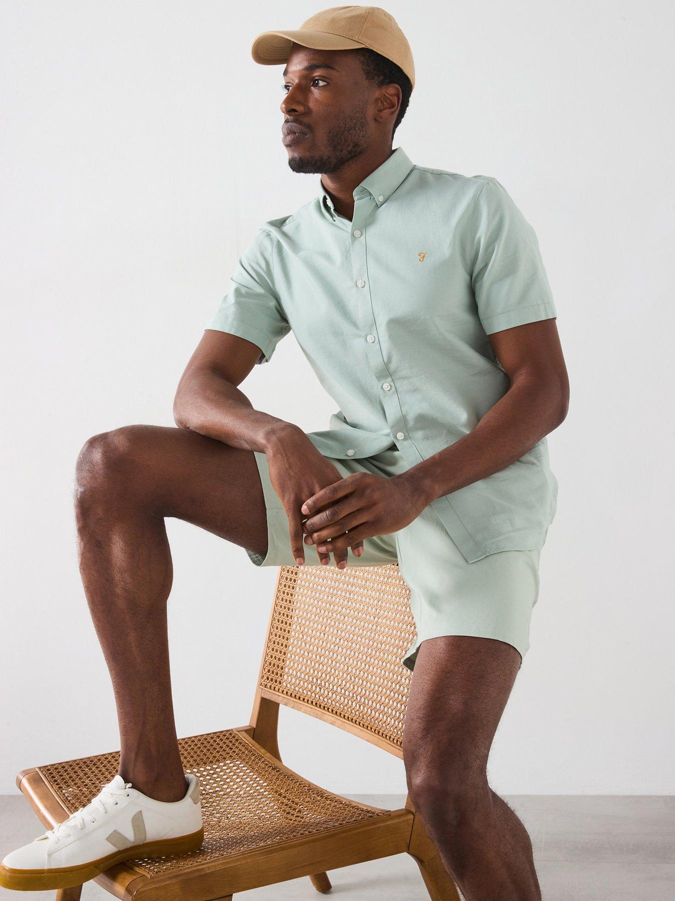 undefined Brewer Short Sleeve Slim Fit Shirt - Light Green