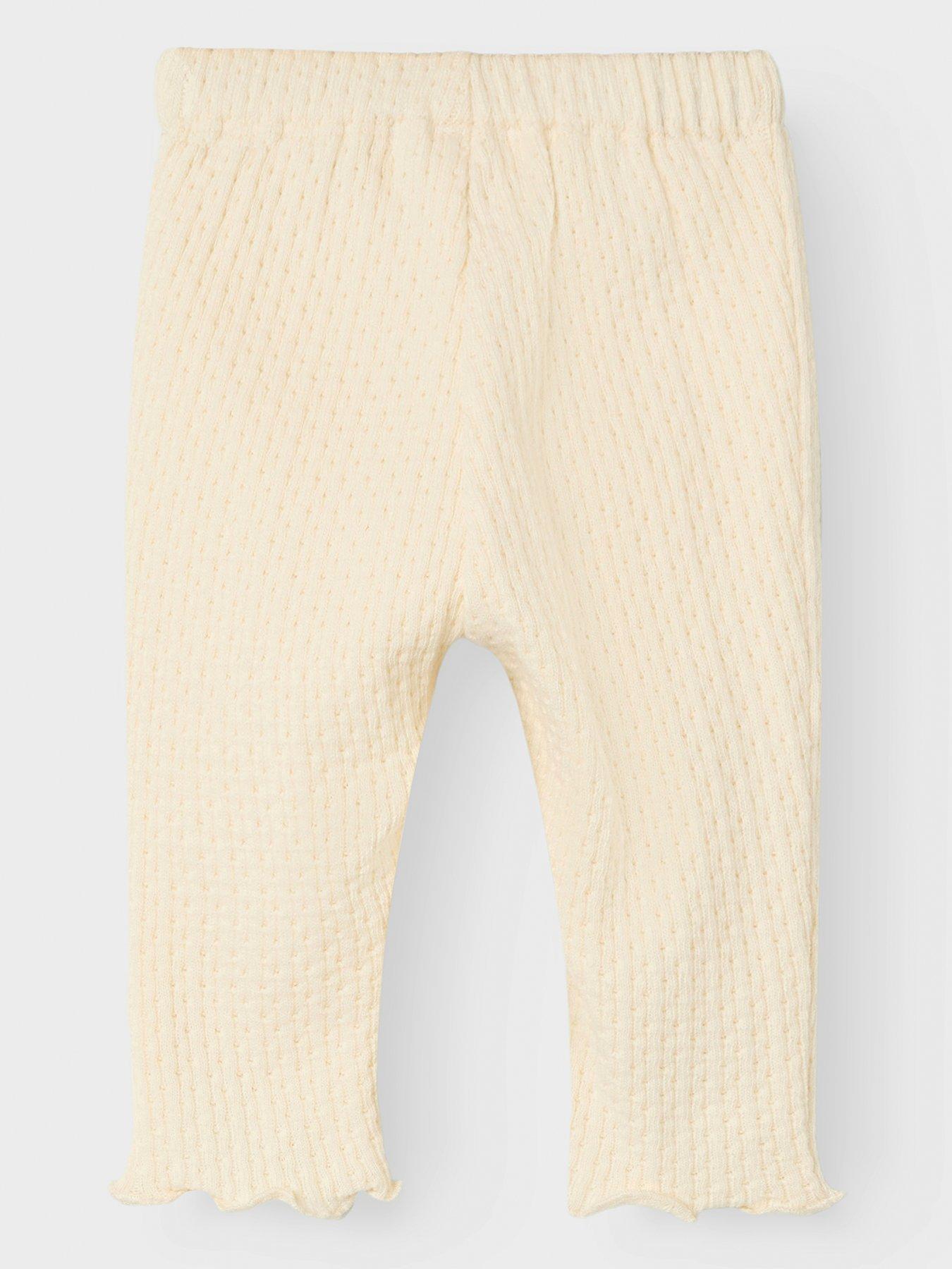 Image 2 of 4 of Lil Atelier Baby Girls Textured Slim Trousers - Turtledove