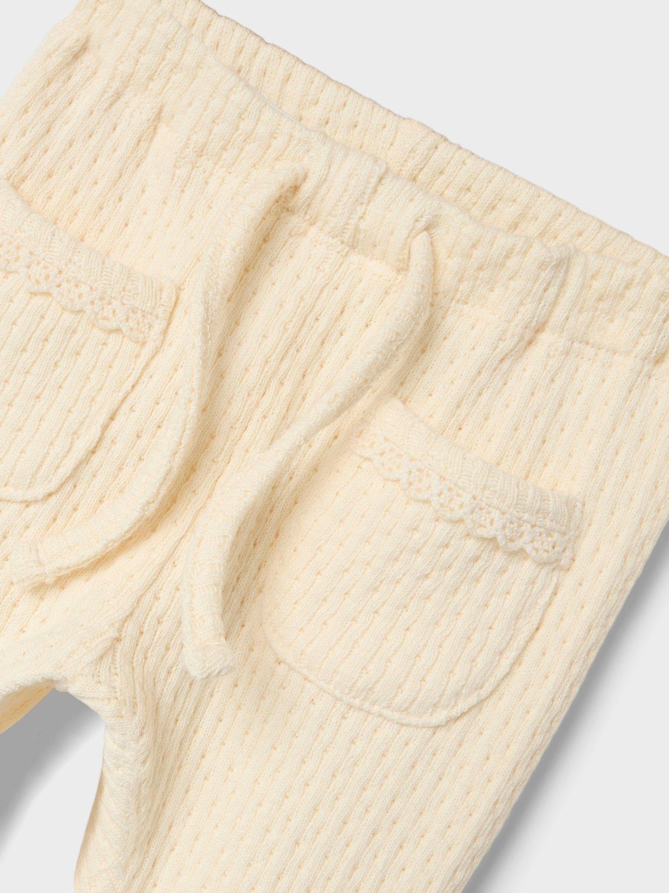 Image 4 of 4 of Lil Atelier Baby Girls Textured Slim Trousers - Turtledove