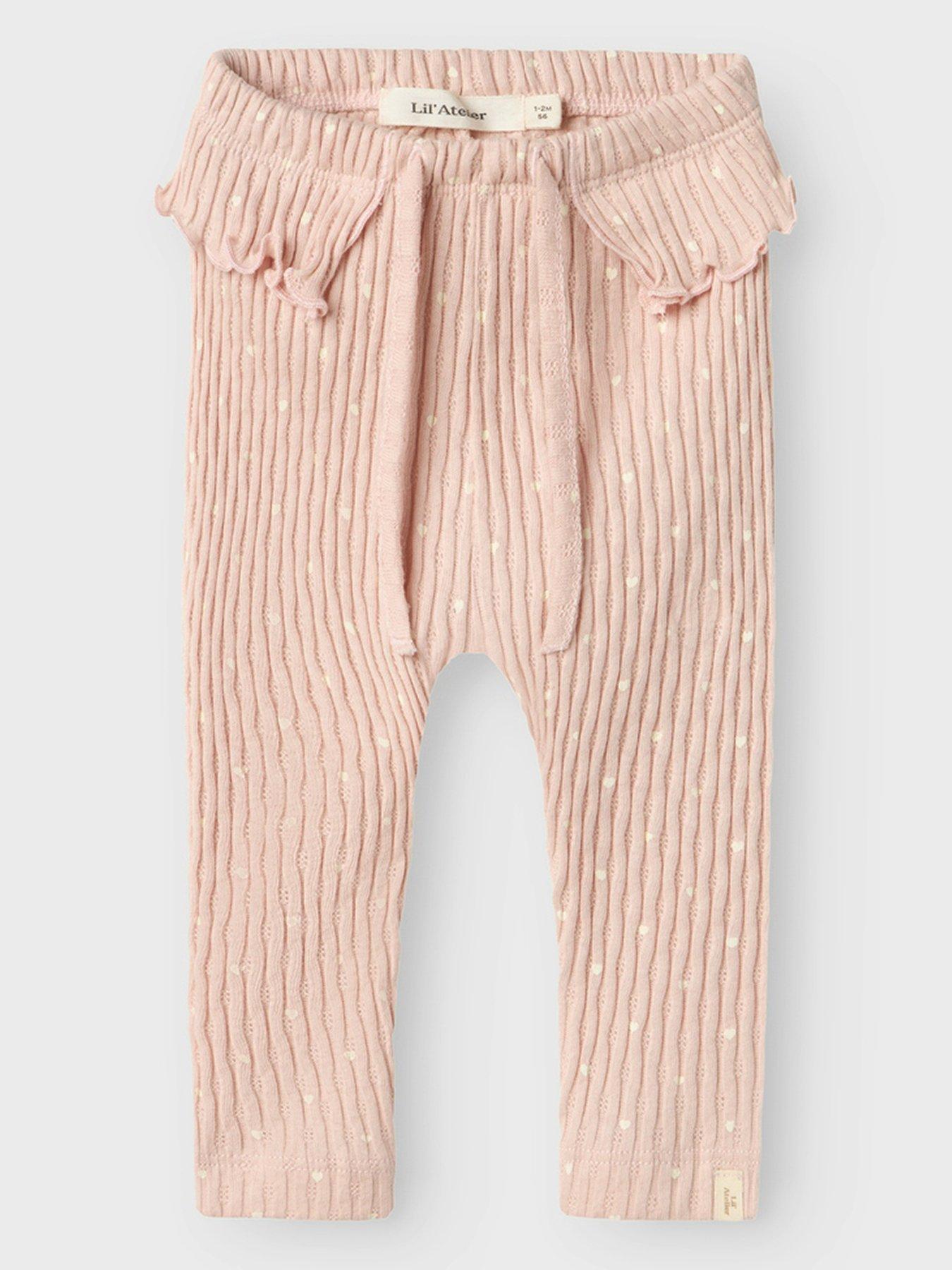undefined Baby Girls Printed Ribbed Leggings - Peach Whip