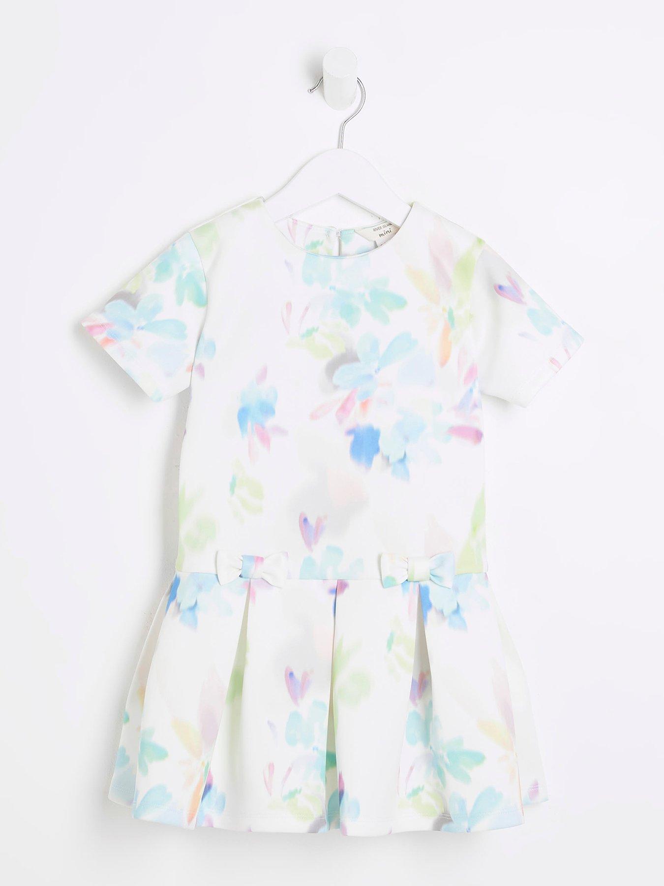 undefined Mini Girls Multi Colour Scuba Floral Dress - Multi