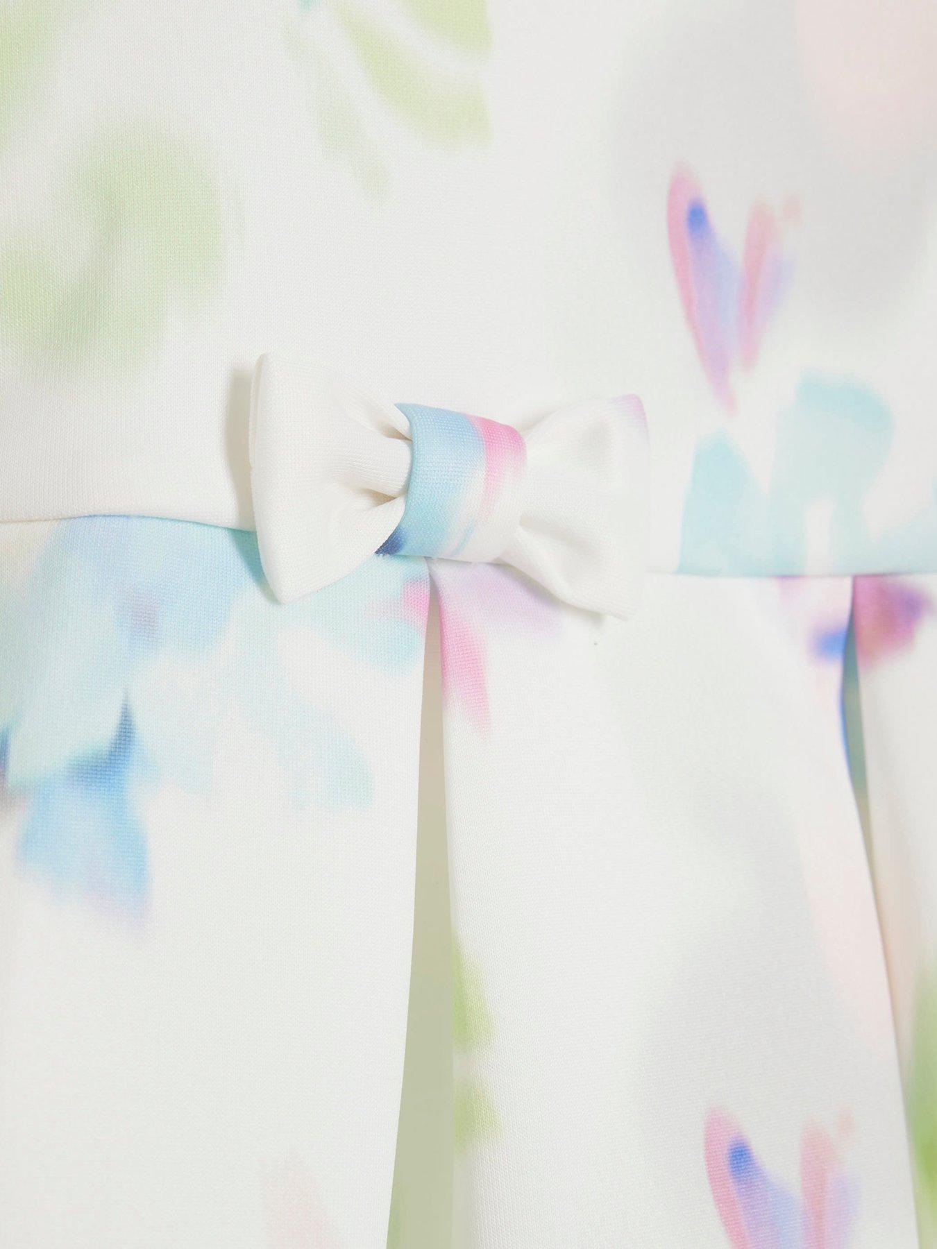 Image 4 of 4 of River Island Mini Mini Girls Multi Colour Scuba Floral Dress - Multi