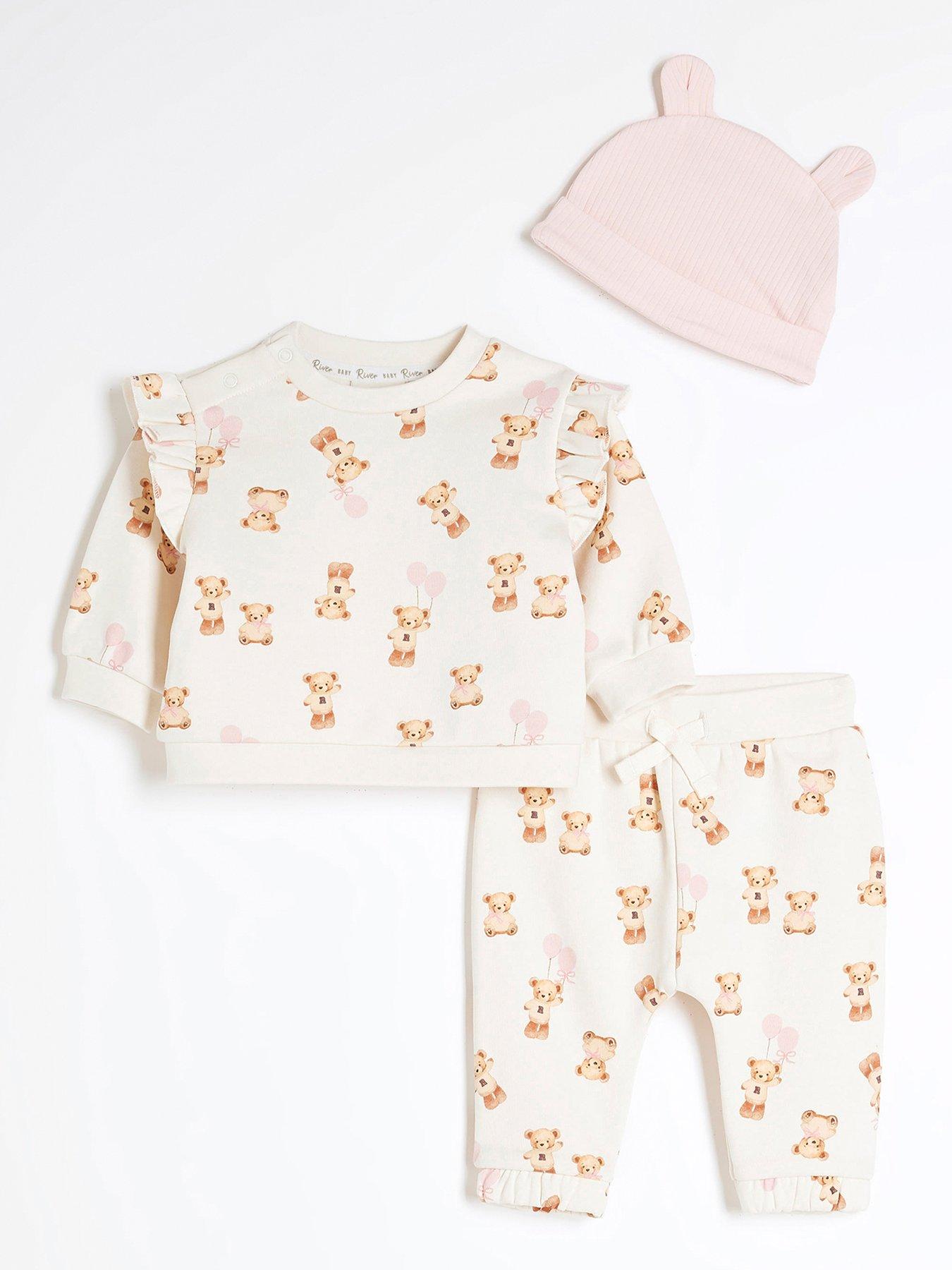 undefined Baby Girls Bear Balloon Sweatshirt Set - Cream